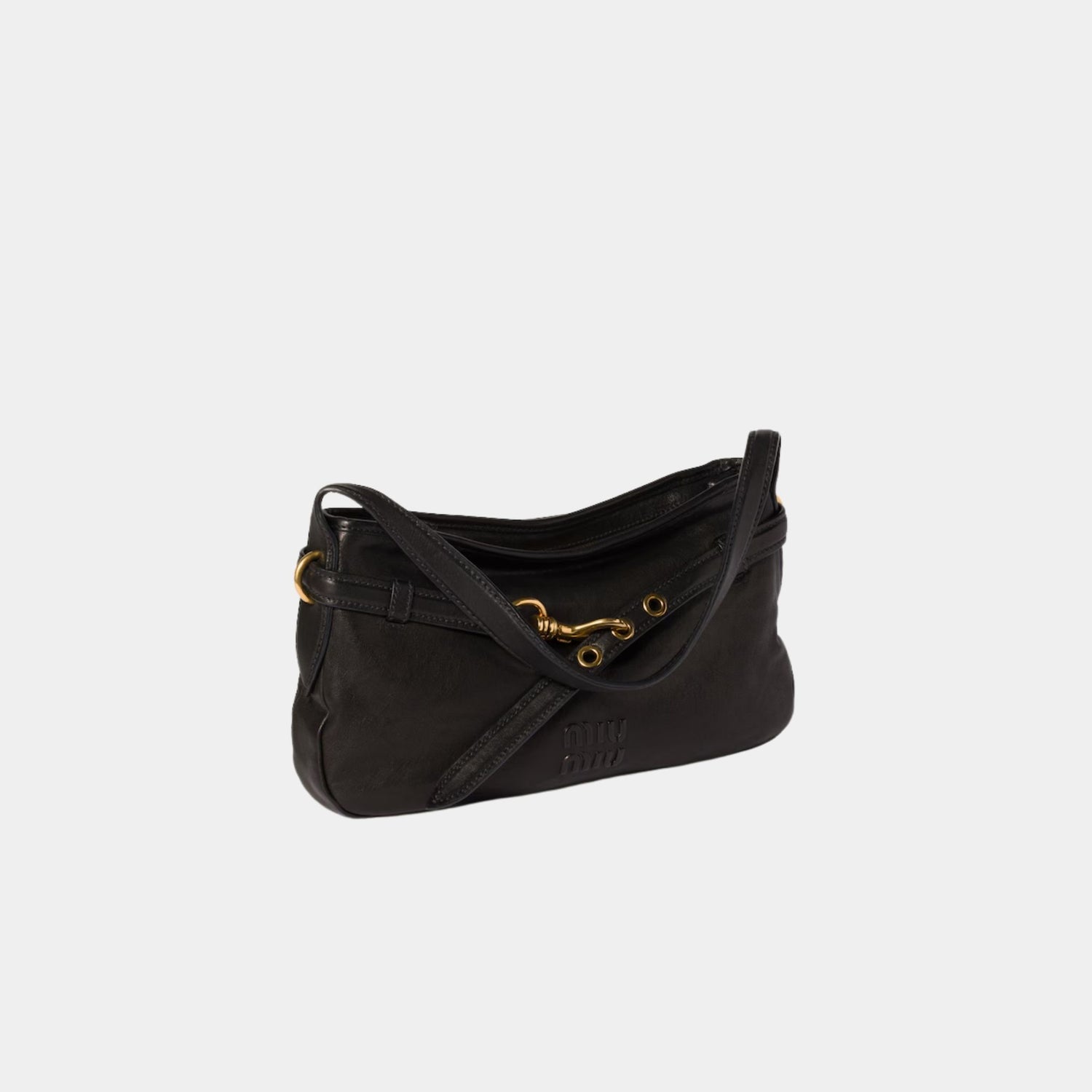 Miu Miu Aventure Nappa Leather Bag, Black, Side