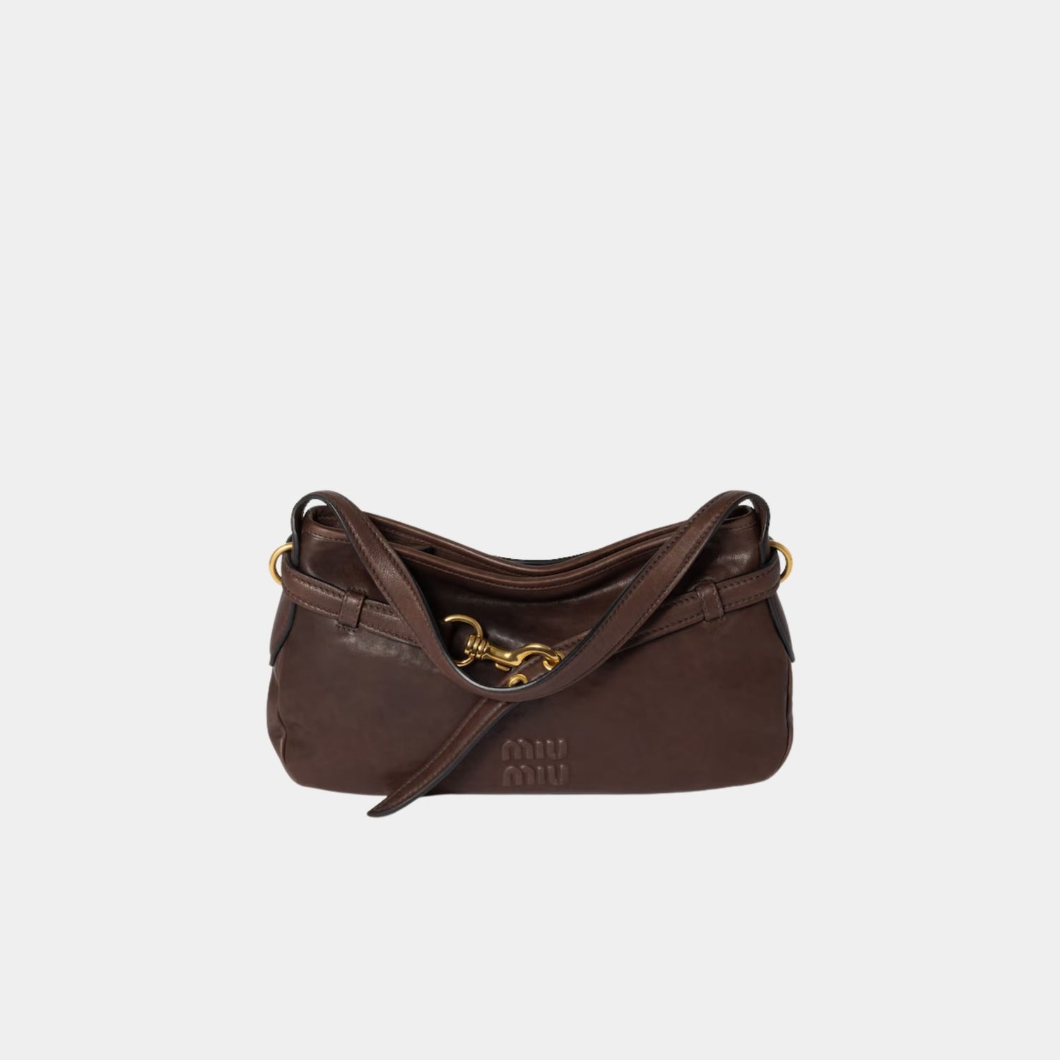 Miu Miu Aventure Nappa Leather Bag, Briarwood, Front