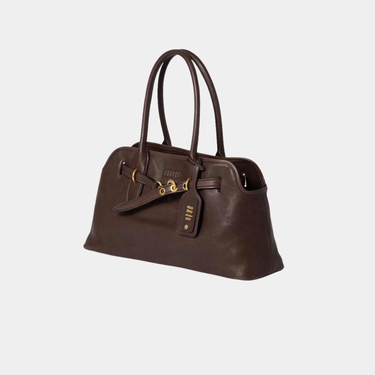 Miu Miu Aventure Nappa Leather Large Bag, Briarwood, Side