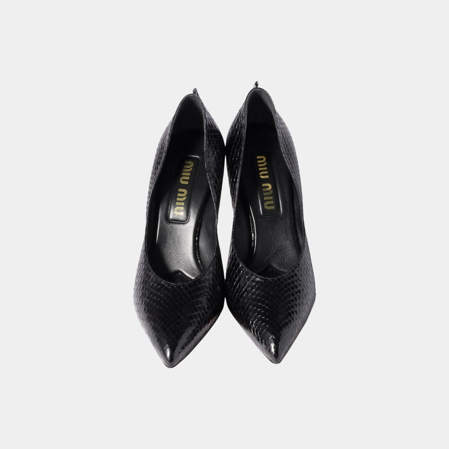 Miu Miu Ayers Leather Pumps, Black, Top