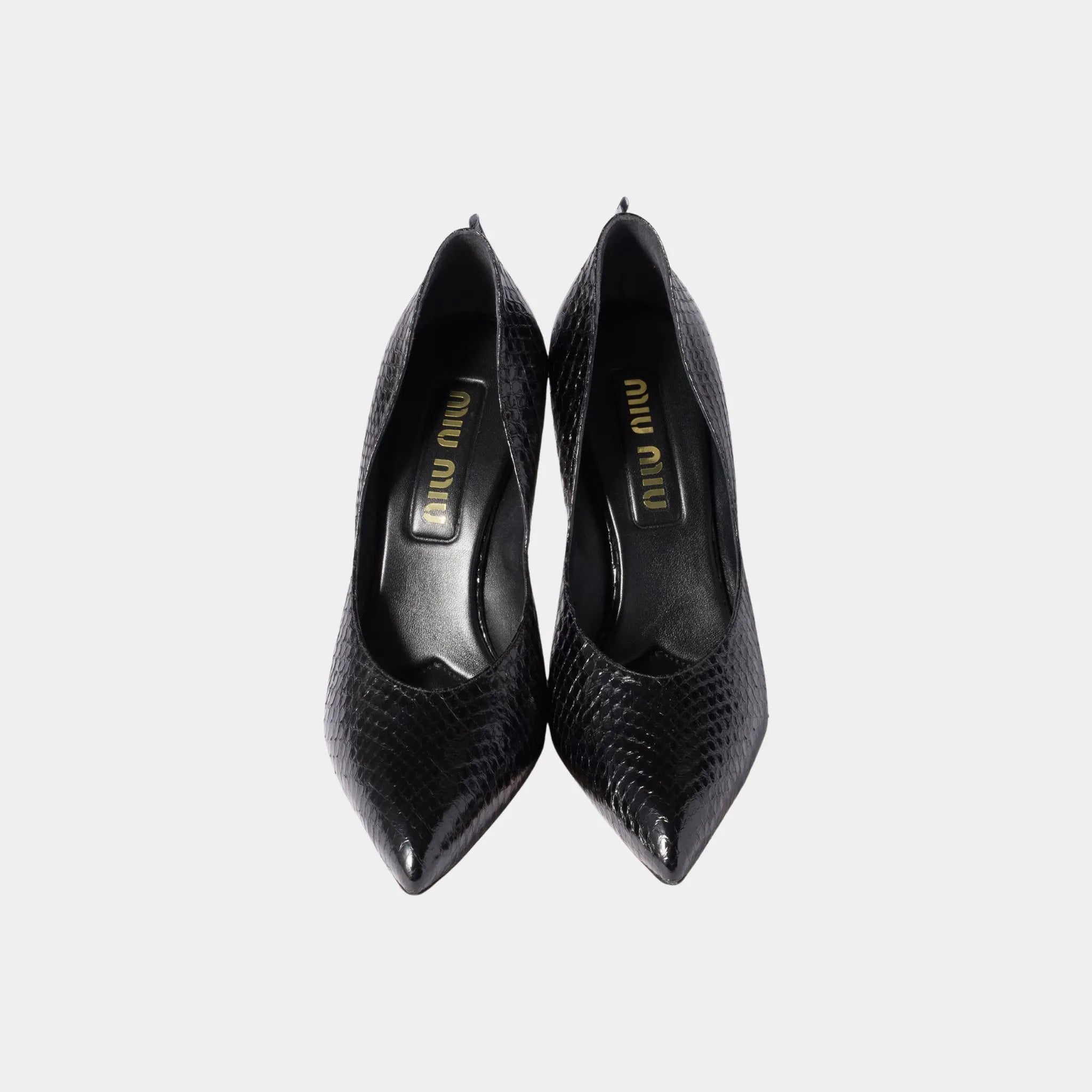 Miu Miu Ayers Leather Pumps, Black, Top