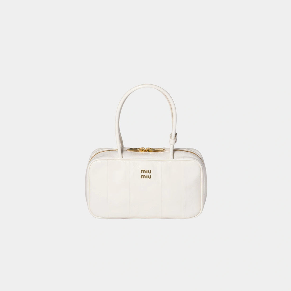 Miu Miu Beau Ayers Leather Bag, White, Front