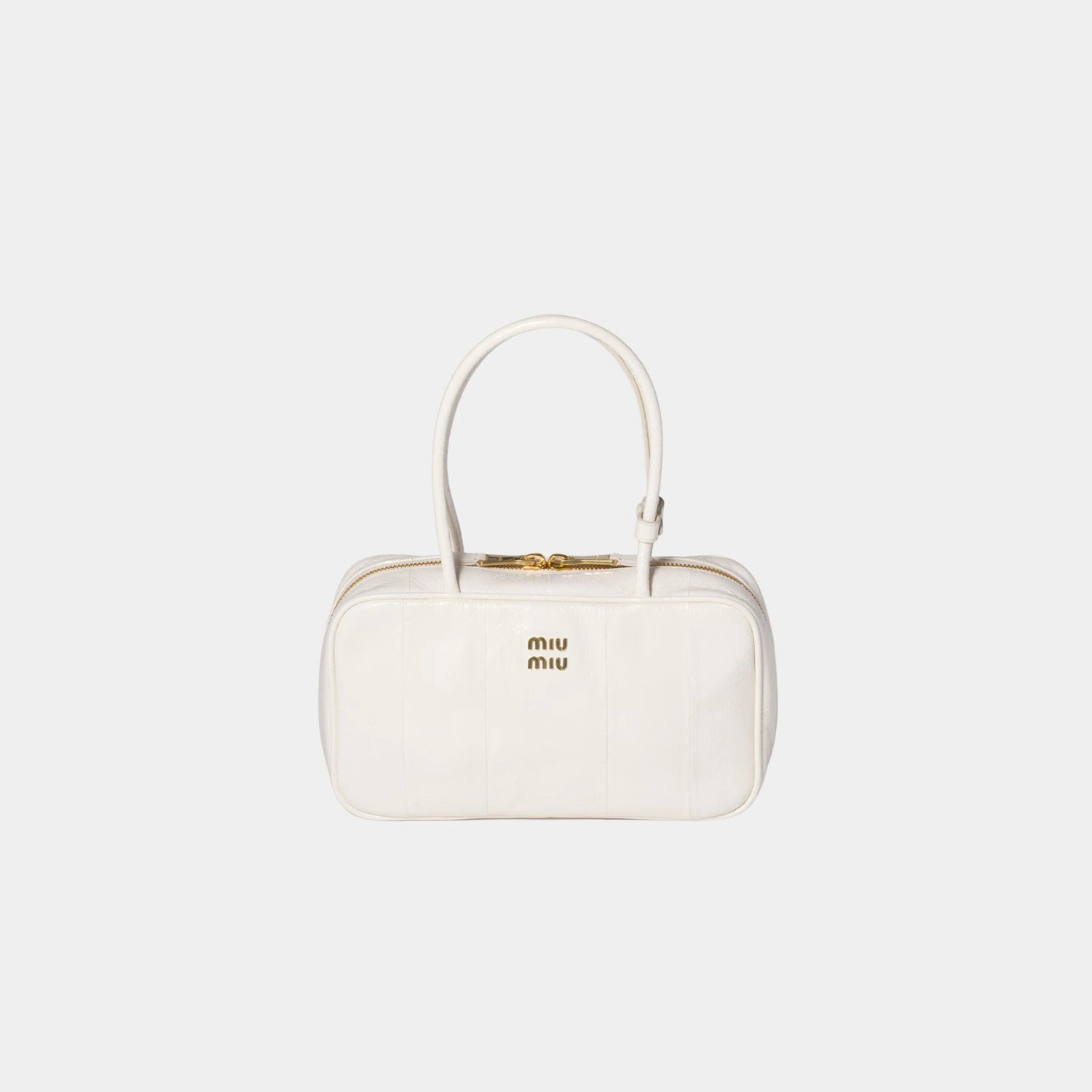 Miu Miu Beau Ayers Leather Bag, White, Front