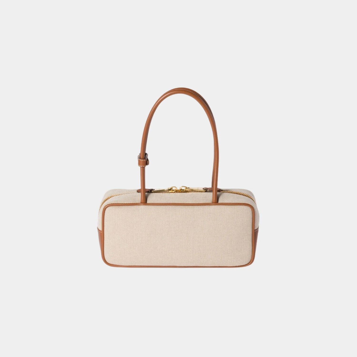 Miu Miu Beau Canvas and Leather Small Bag, Beige, Brandy, Back