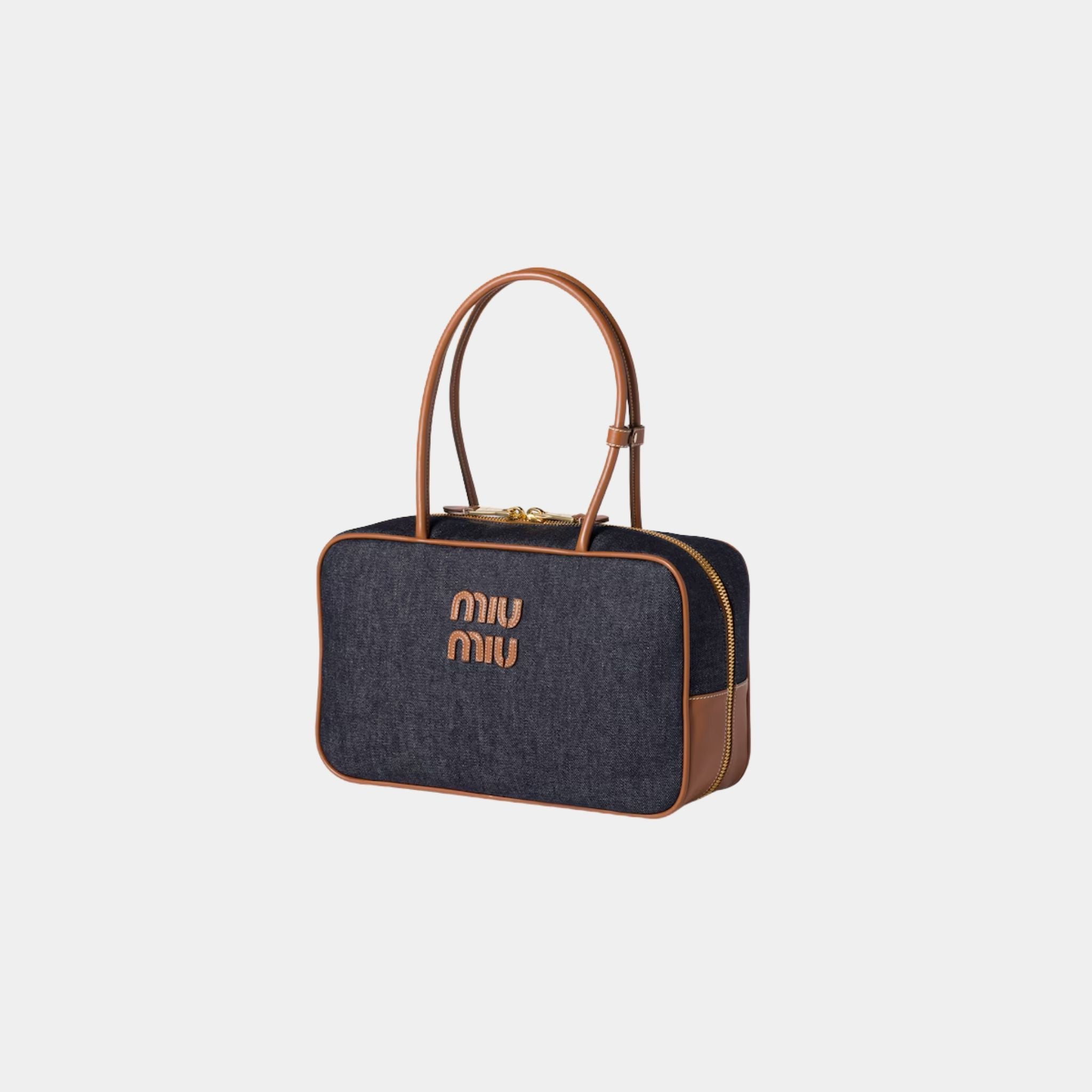 Miu Miu Beau Denim Large Bag, Blue, Brandy, Side