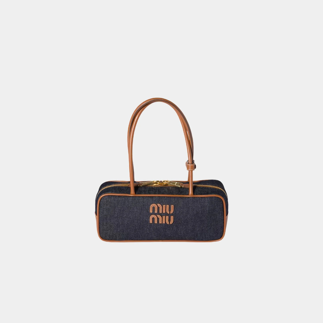 Miu Miu Beau Denim Small Bag, Blue, Brandy, Front