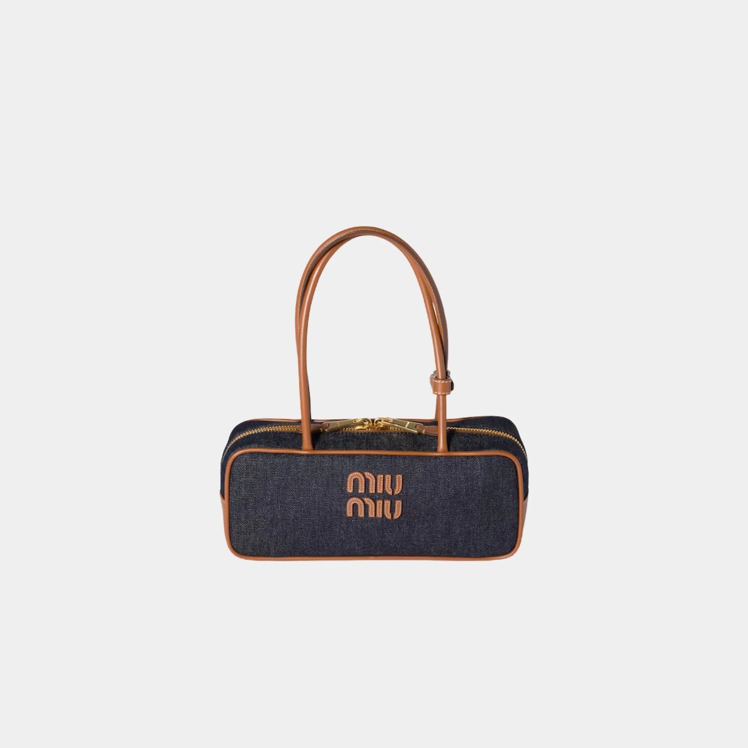 Miu Miu Beau Denim Small Bag, Blue, Brandy, Front