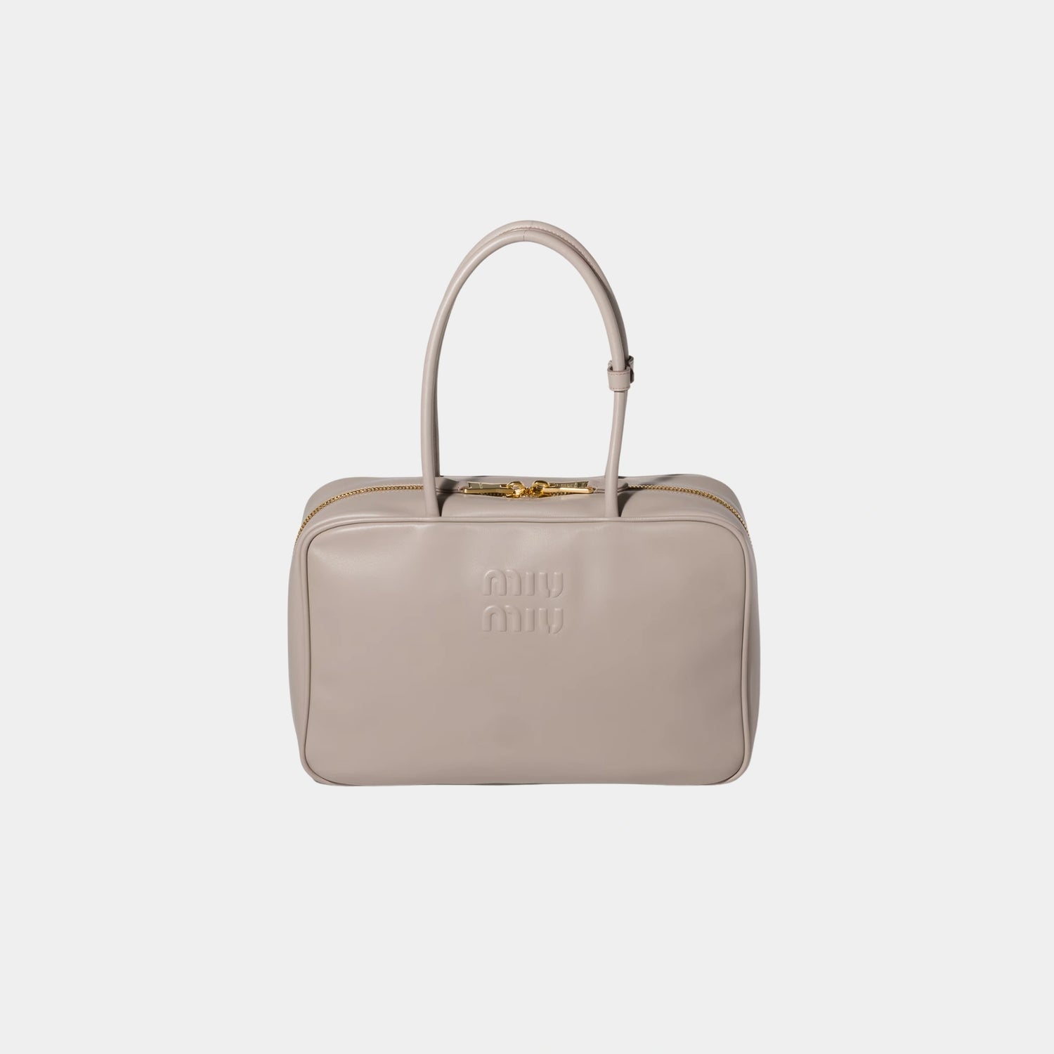 Miu Miu Beau Leather Large Bag, Pumice Stone, Front