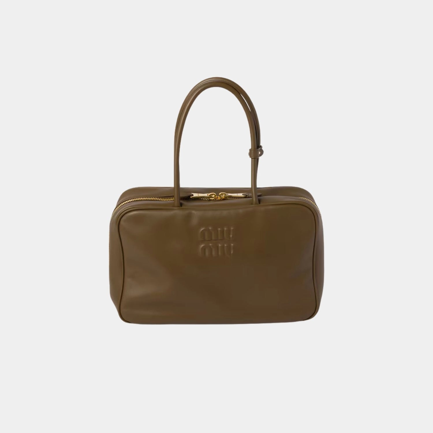 Miu Miu Beau Leather Large Bag, Briarwood, Cognac, Front