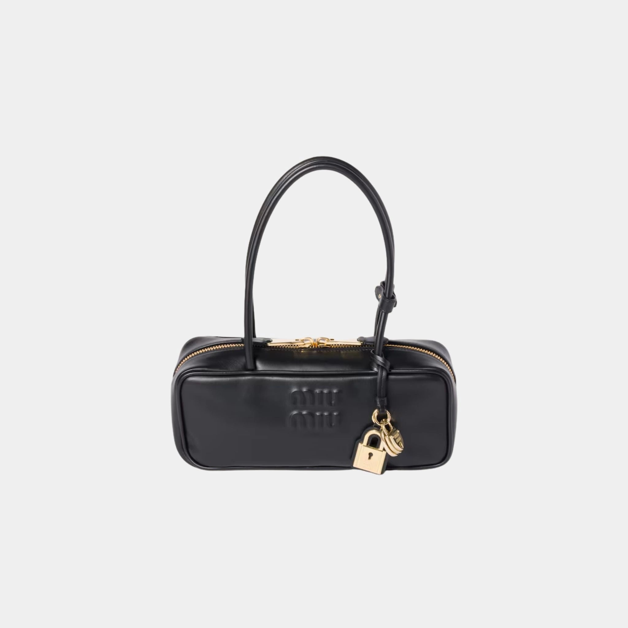Miu Miu Beau Leather Small Bag, Black, Front