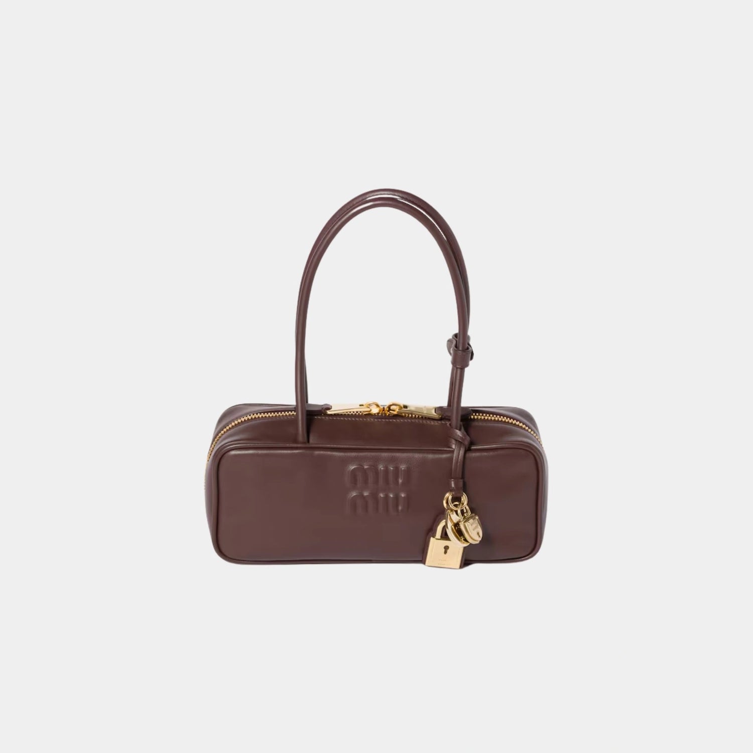Miu Miu Beau Leather Small Bag, Briarwood, Front