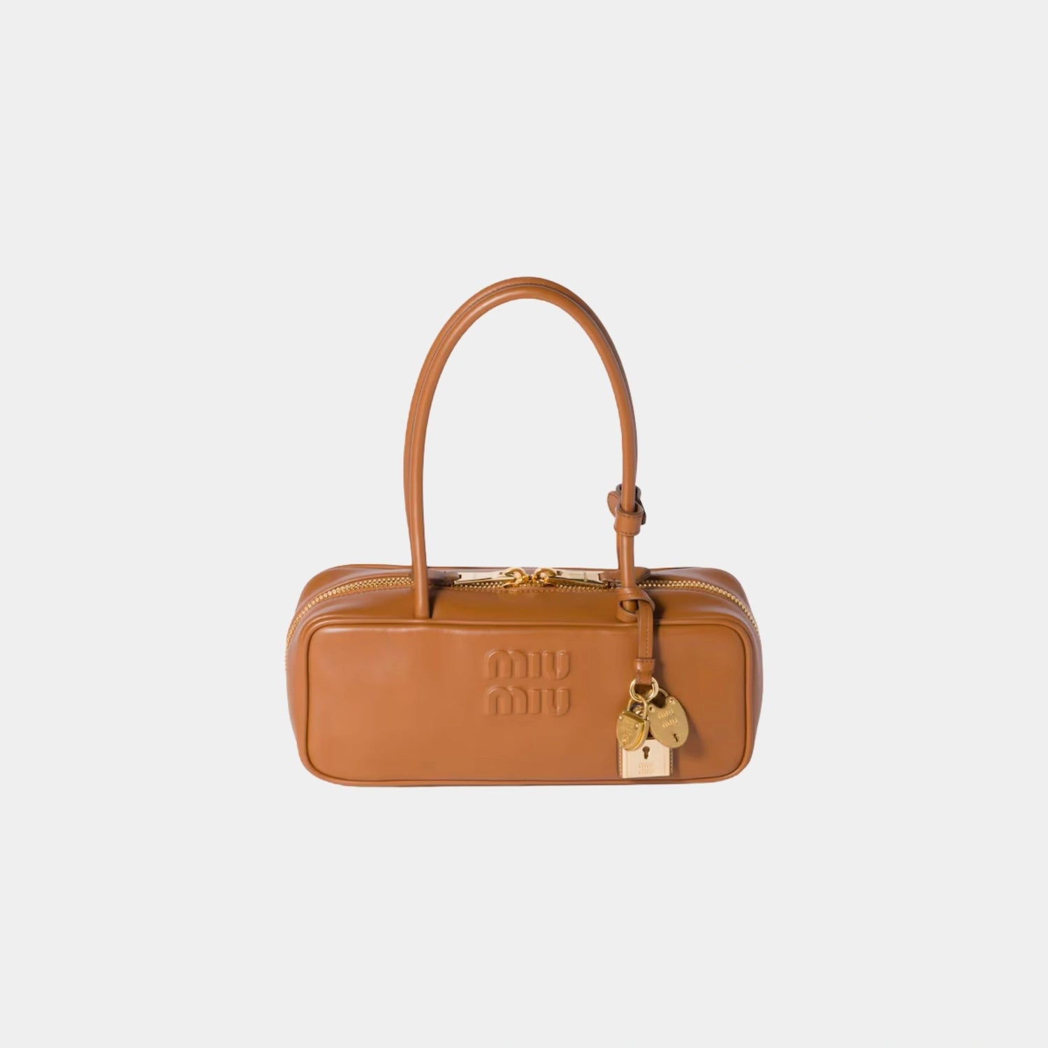 Miu Miu Beau Leather Small Bag, Cognac, Front