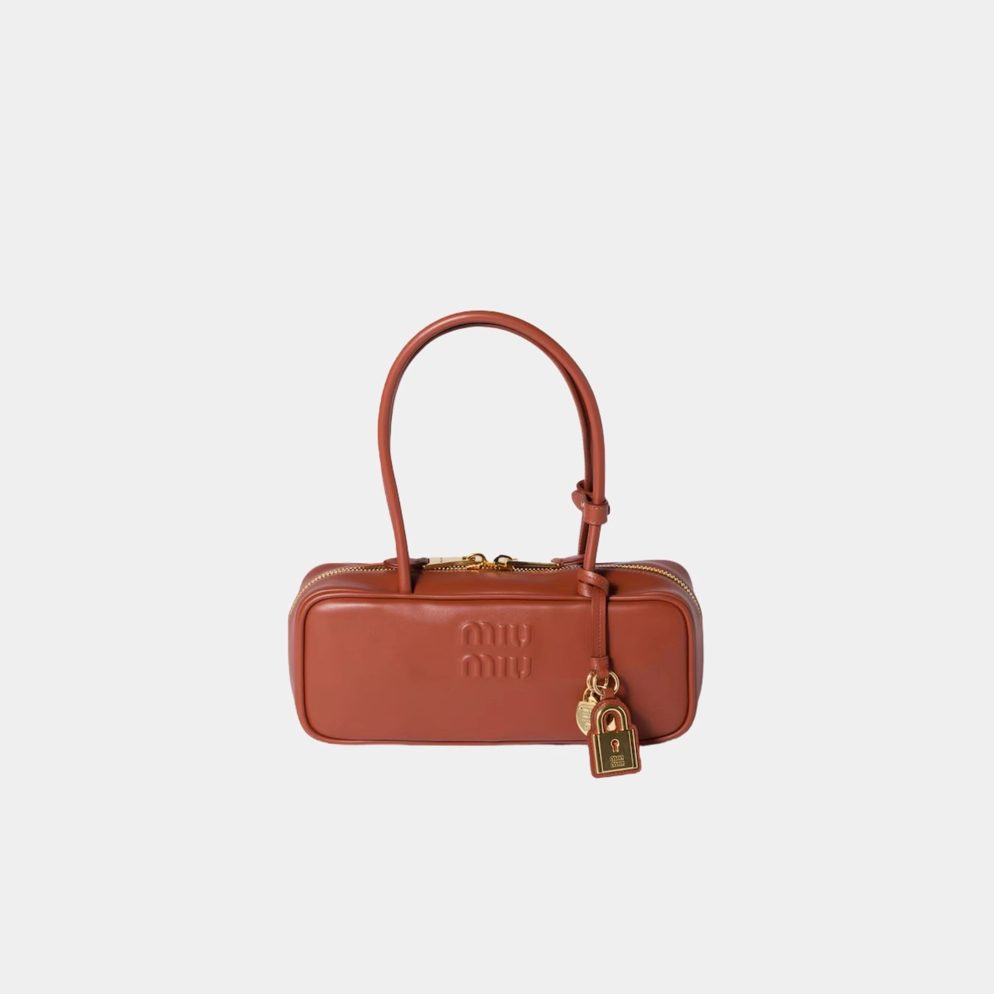 Miu Miu Beau Leather Small Bag, Rust, Front