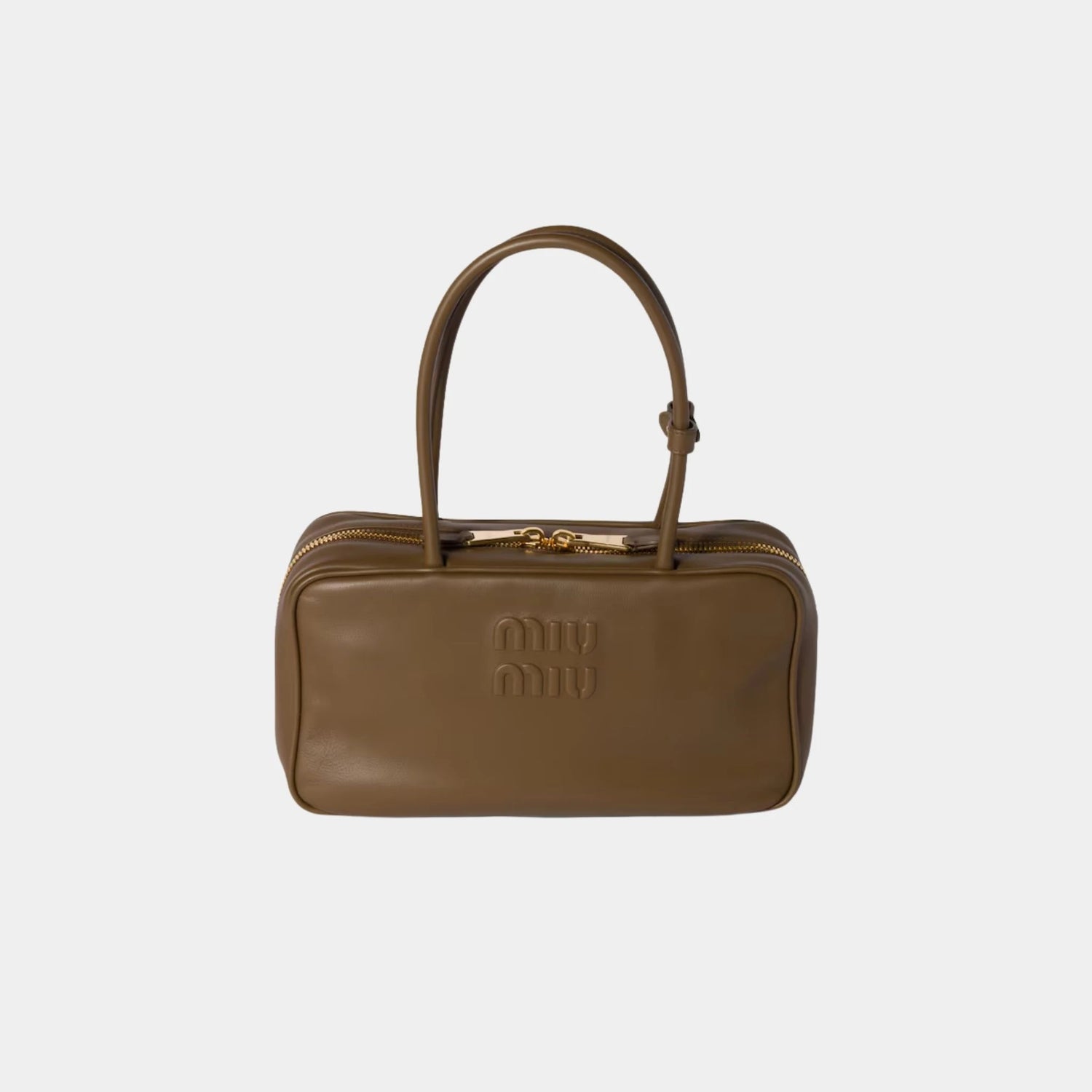 Miu Miu Beau Leather Top-handle Medium Bag, Tundra