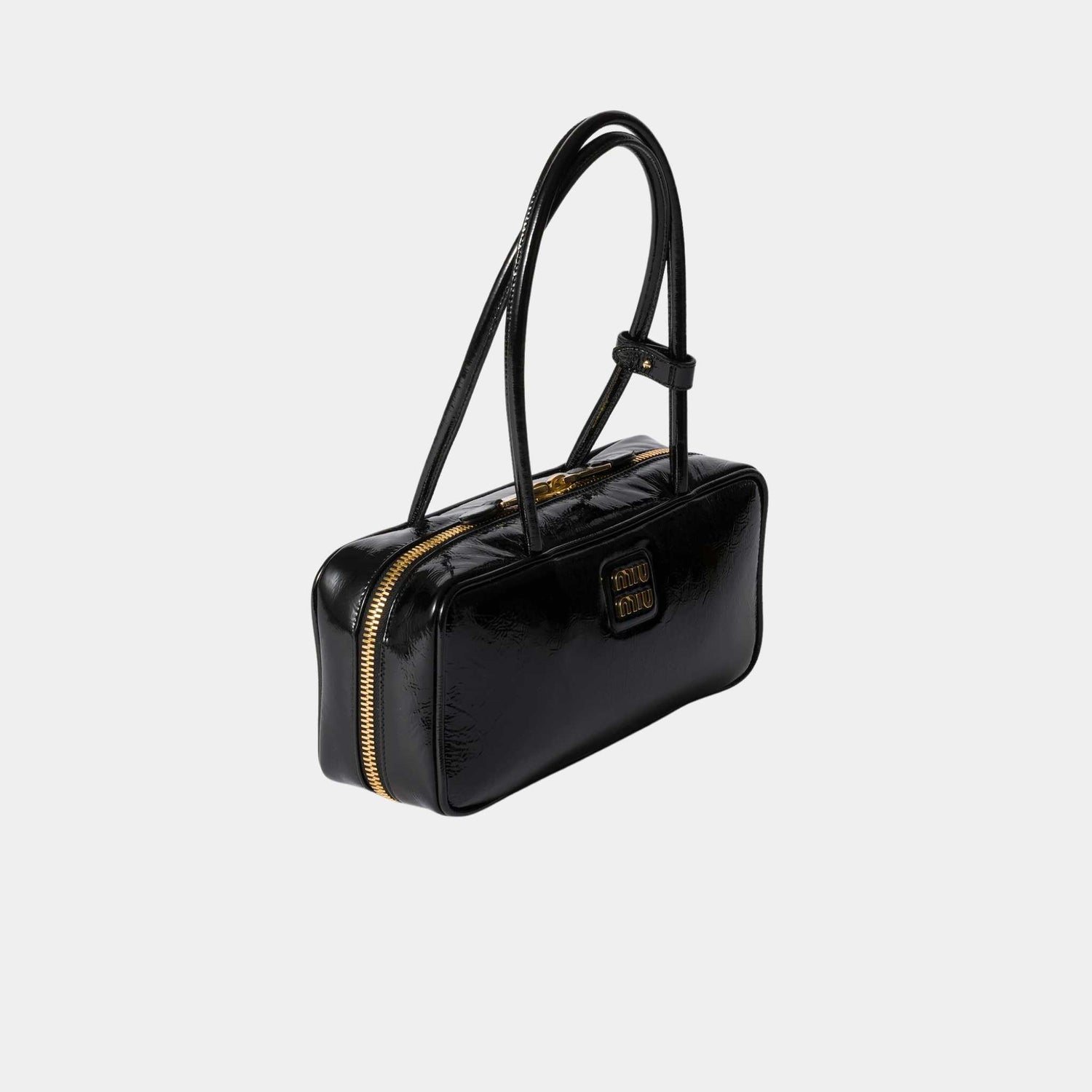 Miu Miu Beau Naplak Patent Leather Bag, Black, Side