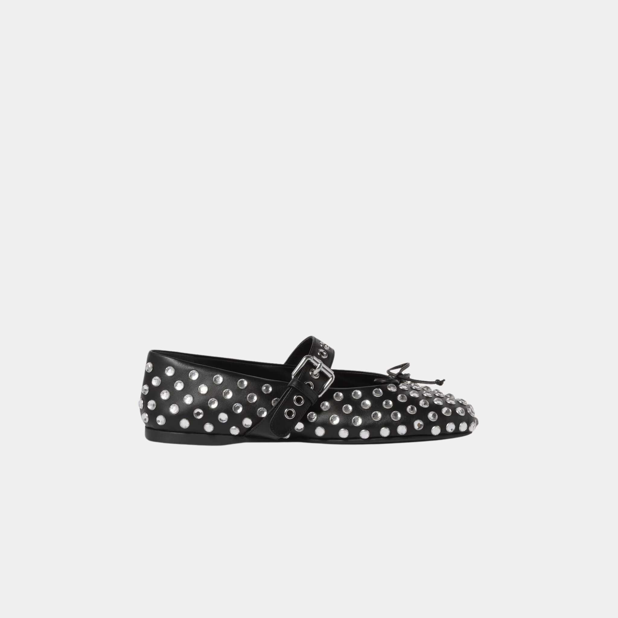 Miu Miu Black Leather Ballerinas , Side