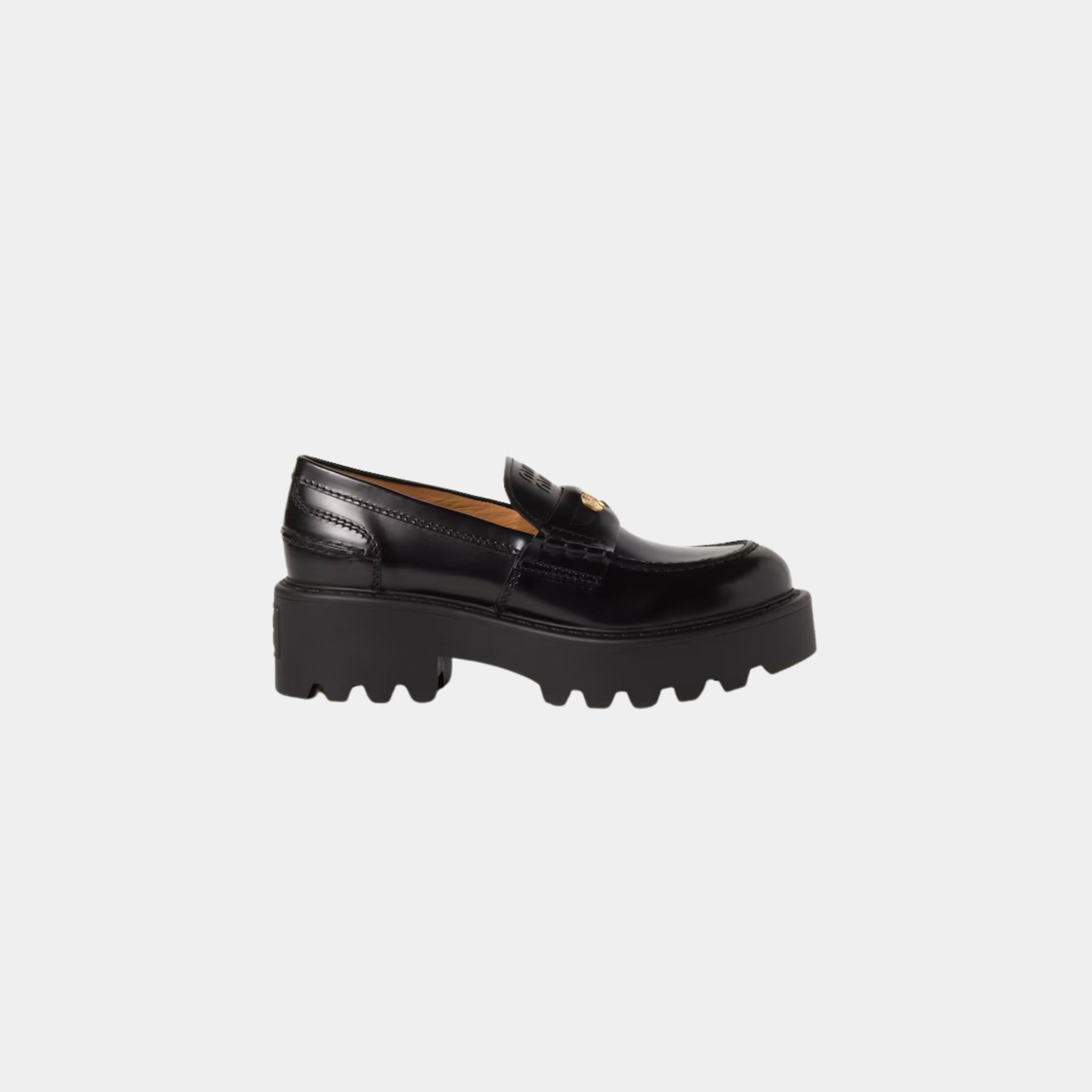 Miu Miu Brushed Leather Loafers, Side
