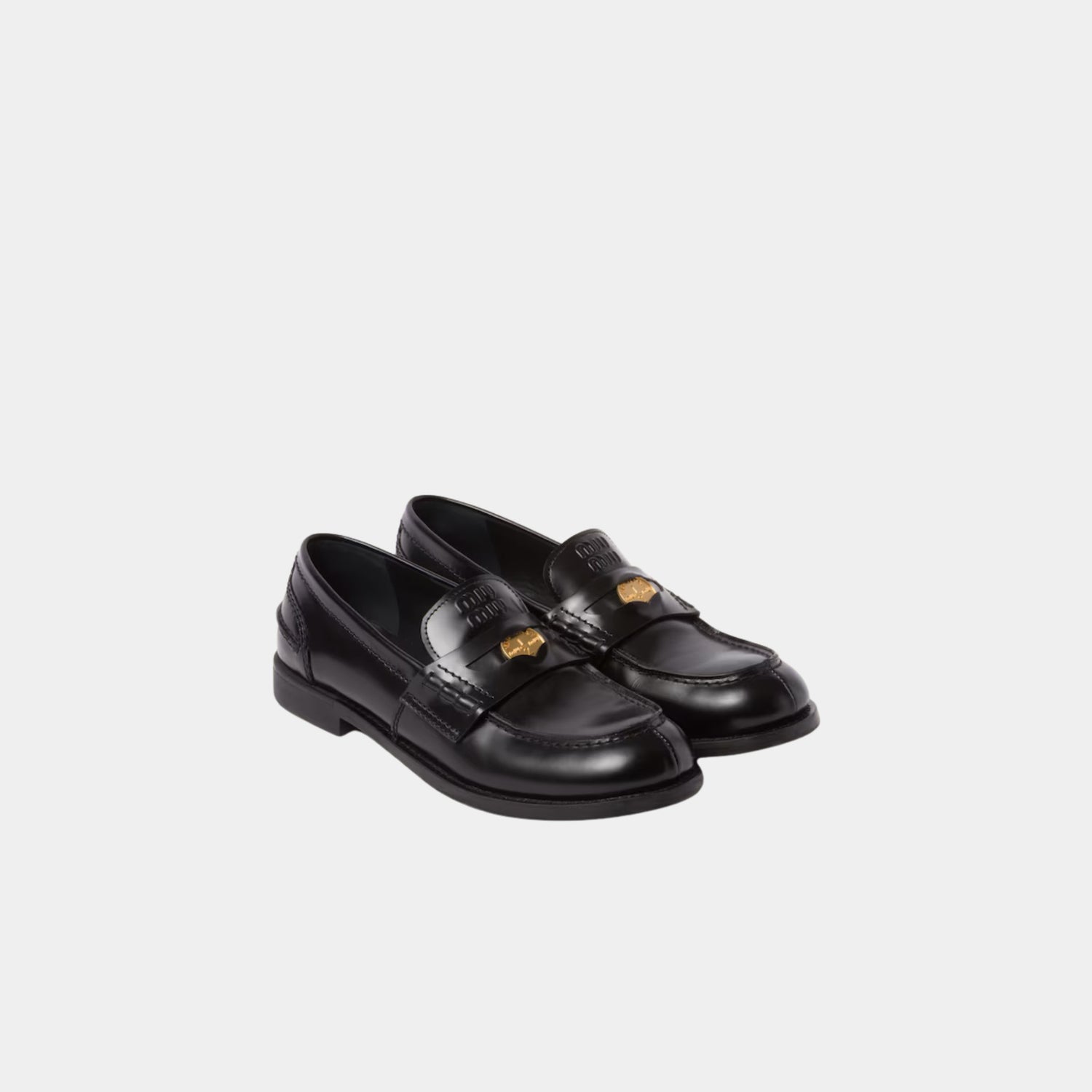 Miu Miu Brushed Leather Penny Loafers, Front