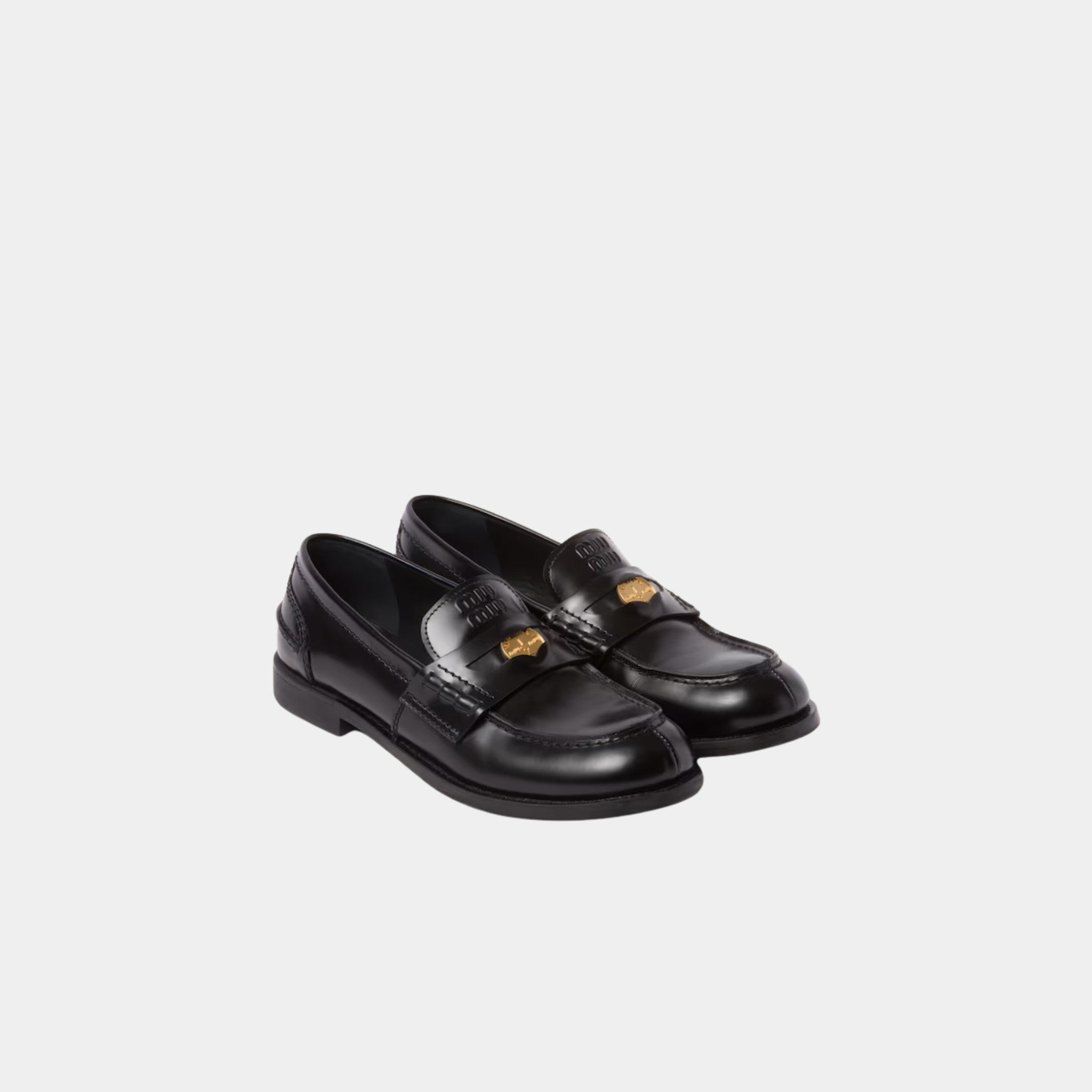 Miu Miu Brushed Leather Penny Loafers, Front