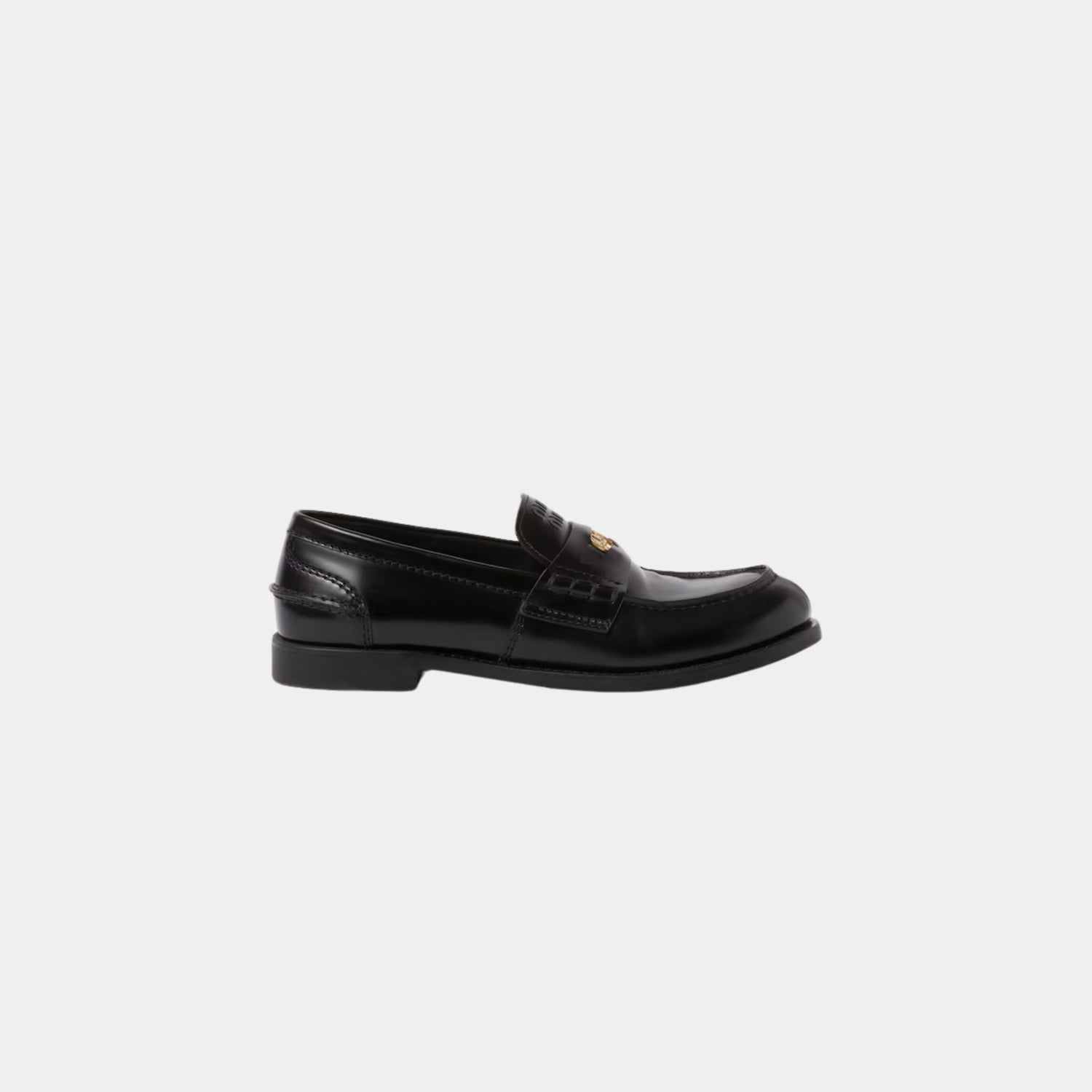Miu Miu Brushed Leather Penny Loafers, Side