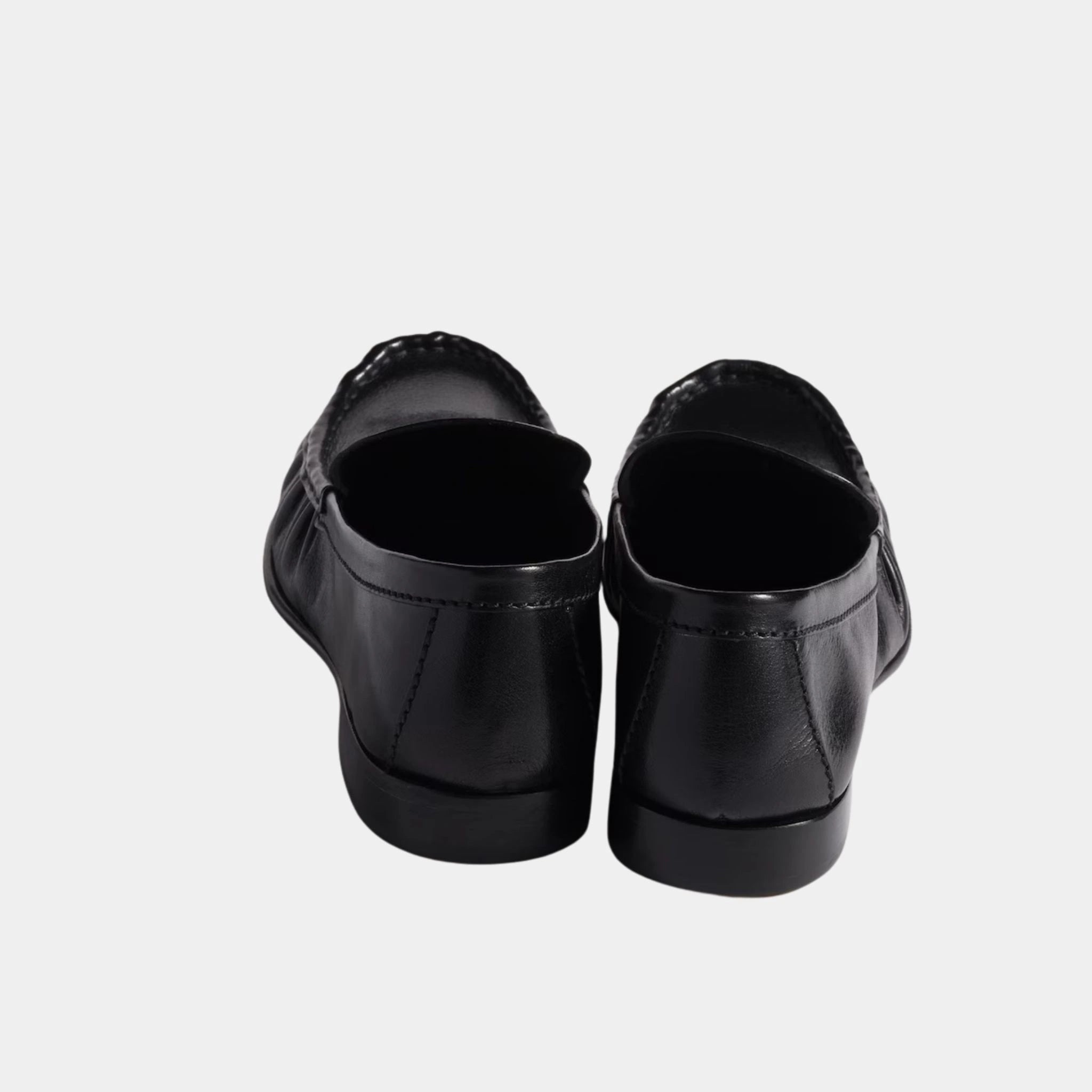 Miu Miu Buffalo Leather Loafers, Black, Back