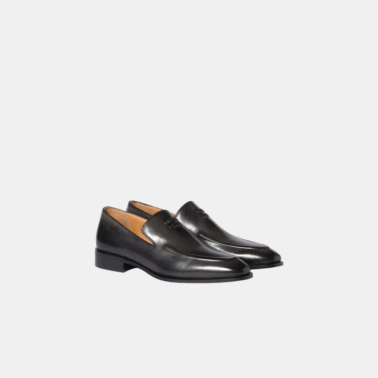 Miu Miu Calf Leather Loafers, Black, Front
