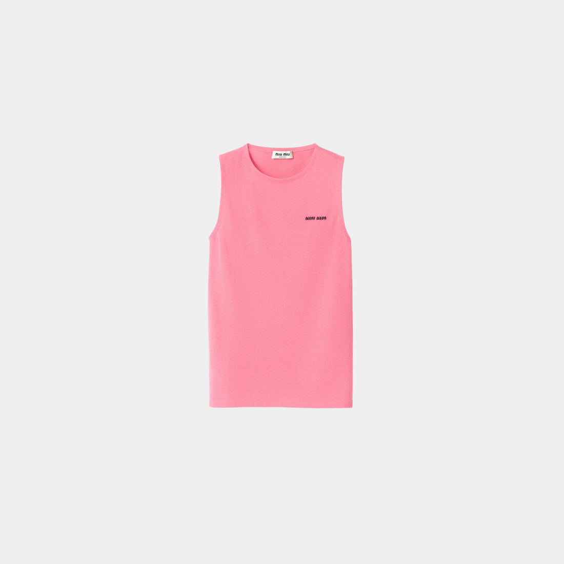 Miu Miu Cashmere and Silk Crew-neck Knit Top, Pink, Front