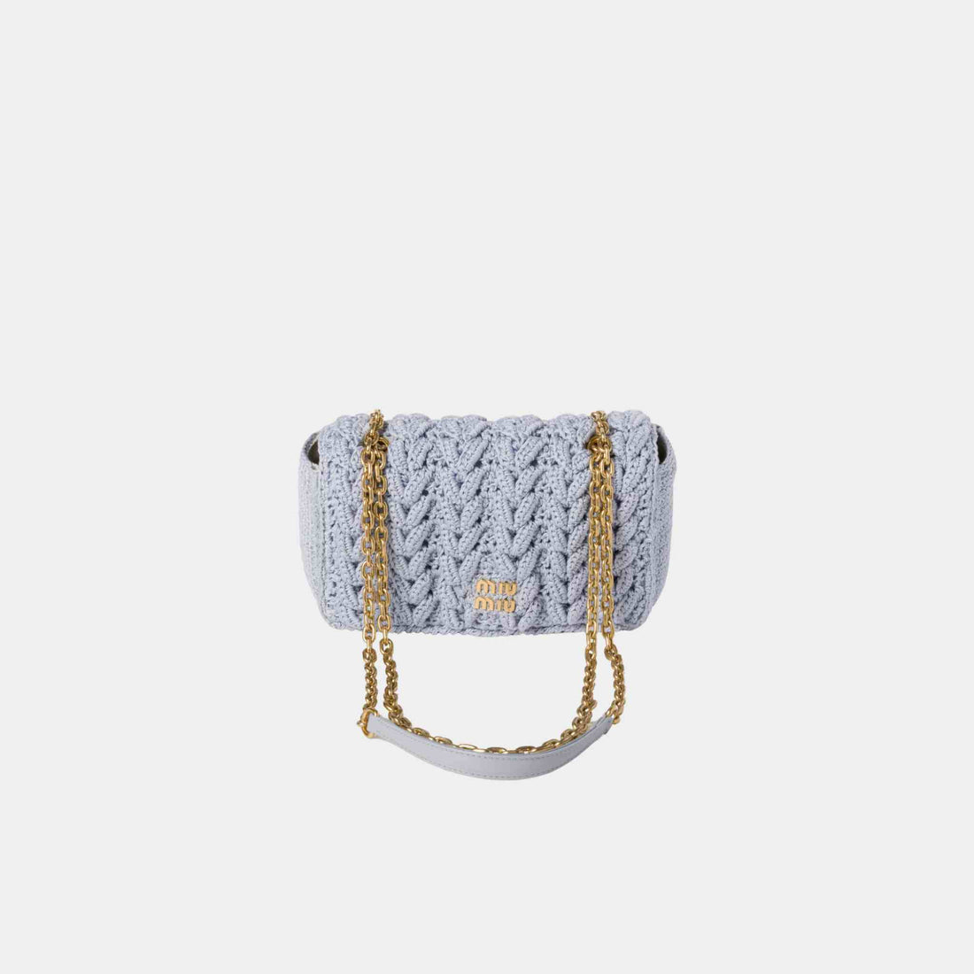 Miu Miu Cotton Cable-Knit Mini-Bag, Corn Flower, Front