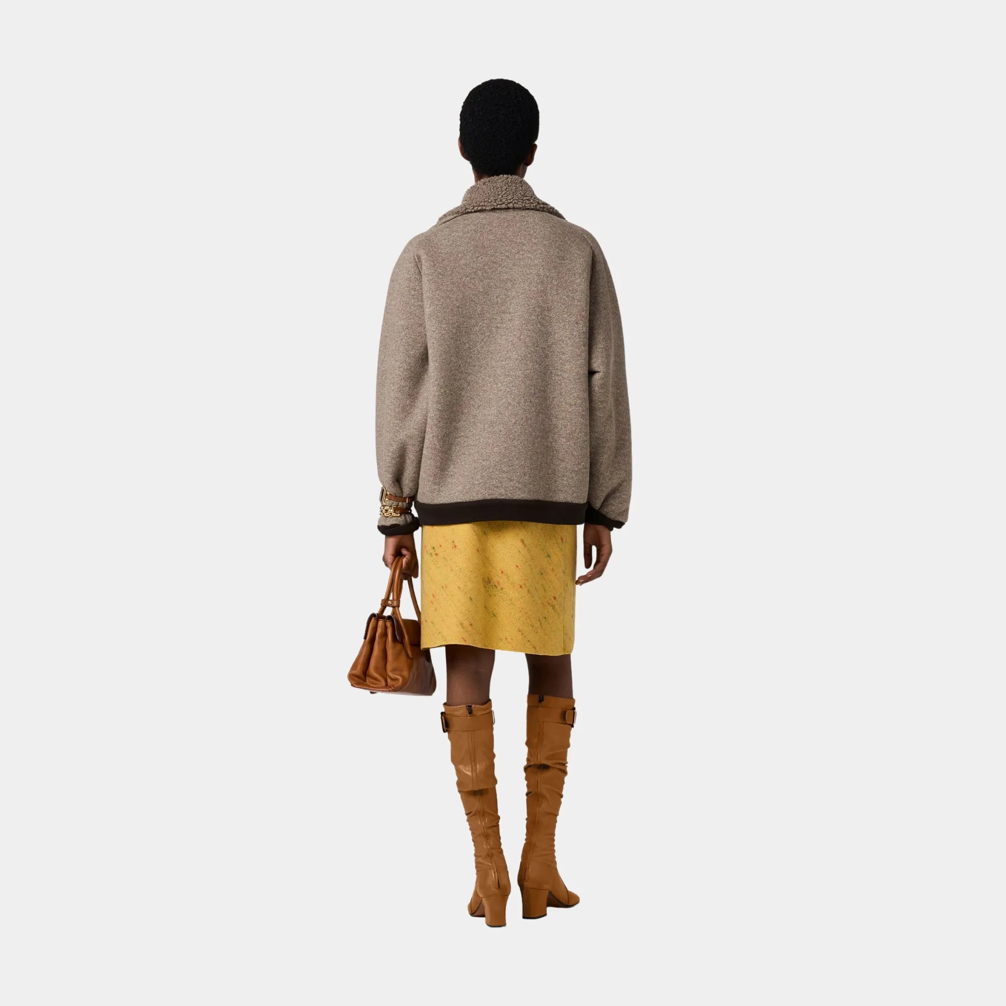 Miu Miu Cotton Fleece Zipper Blouson Jacket, Cord, Model, Back