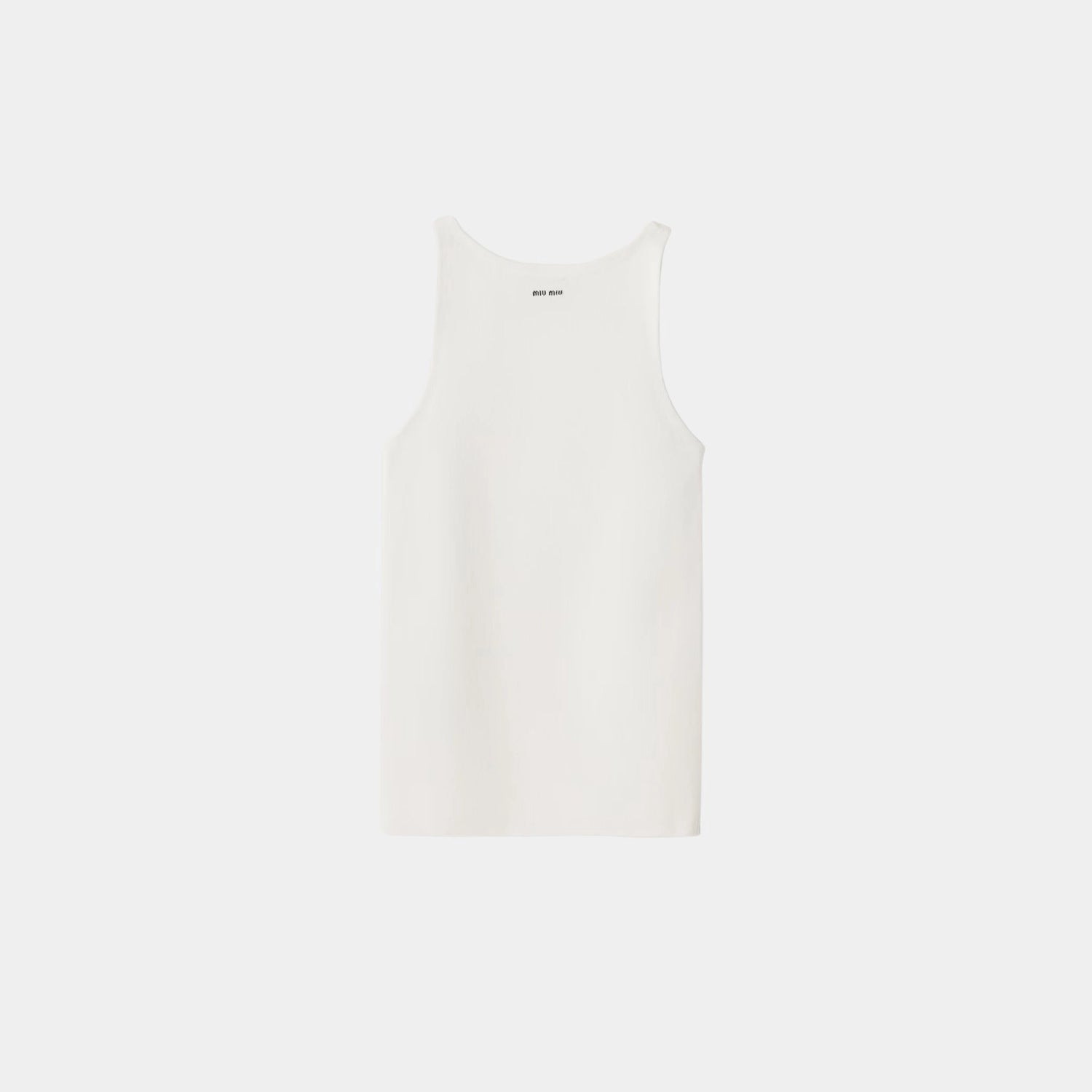 Miu Miu Cotton Knit Tank Top, White, Front
