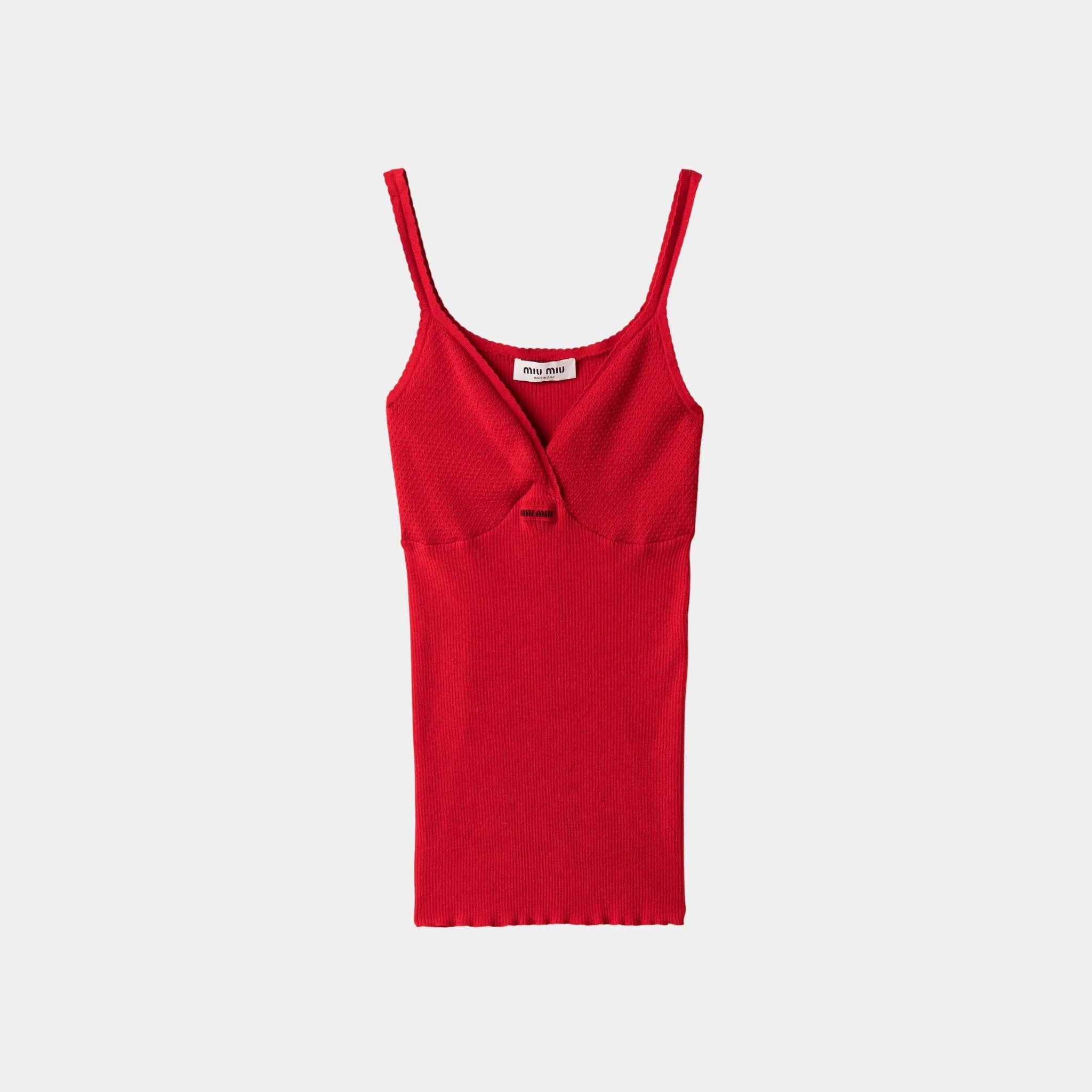 Miu Miu Cotton Knit Top, Red