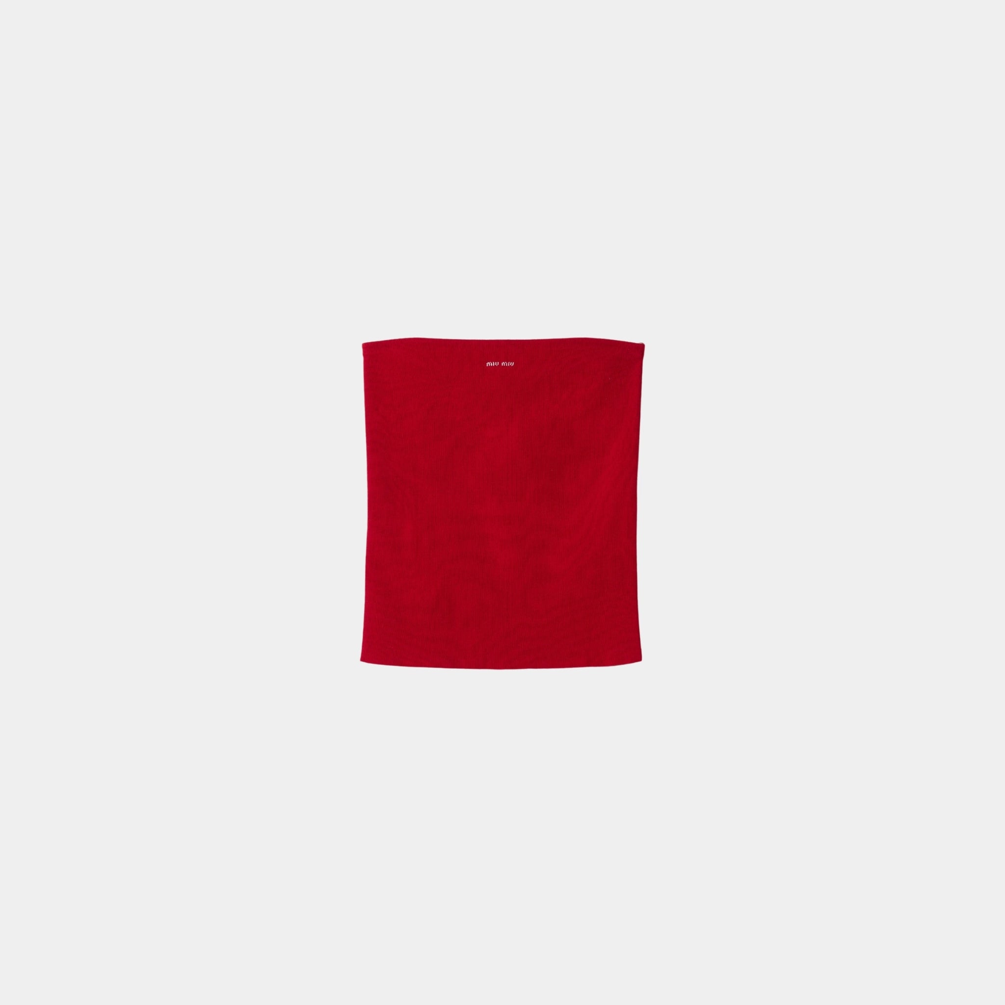 Miu Miu Cotton Knit Tube Top, Red