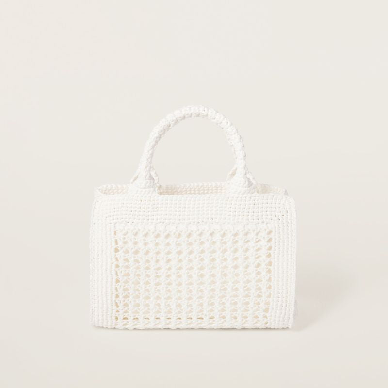 Miu Miu Crochet Handbag, White and Beige Color, Back View