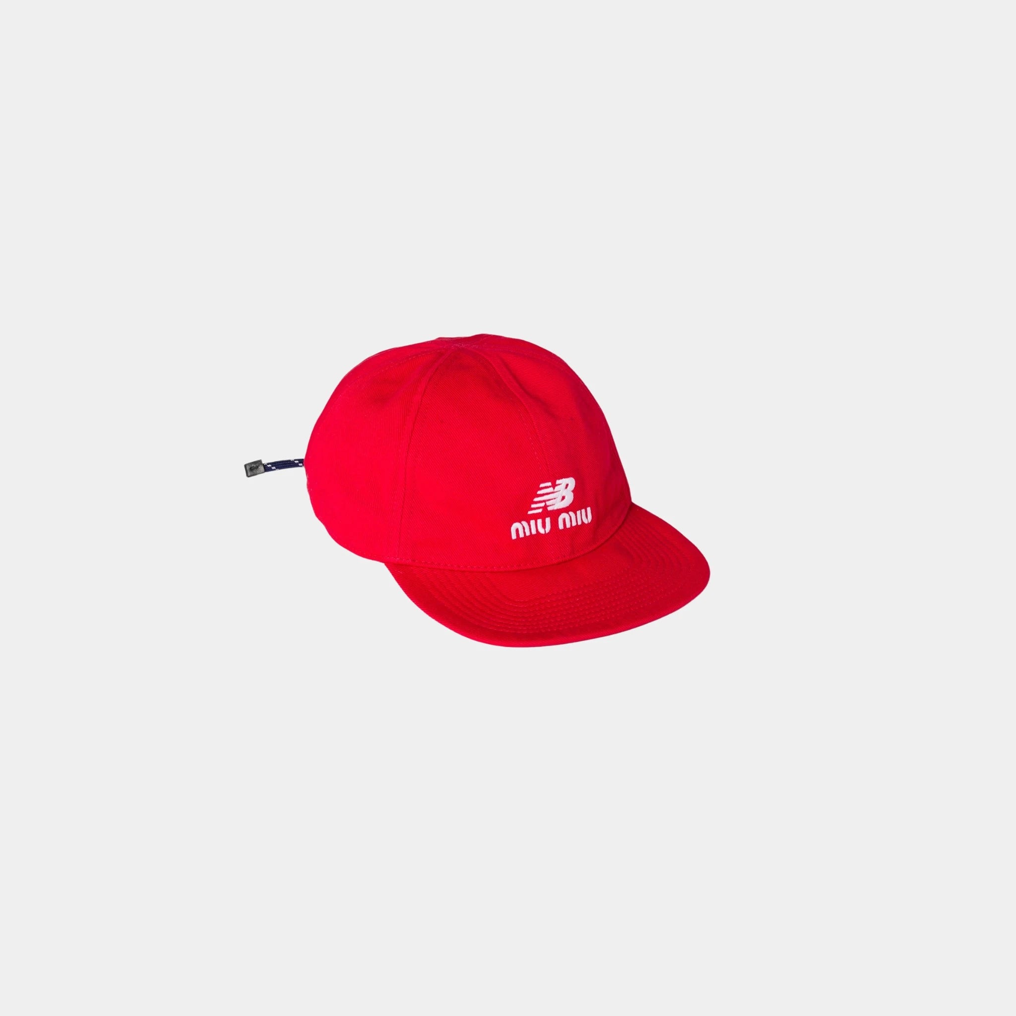Miu Miu Denim Baseball Cap, Red, Side