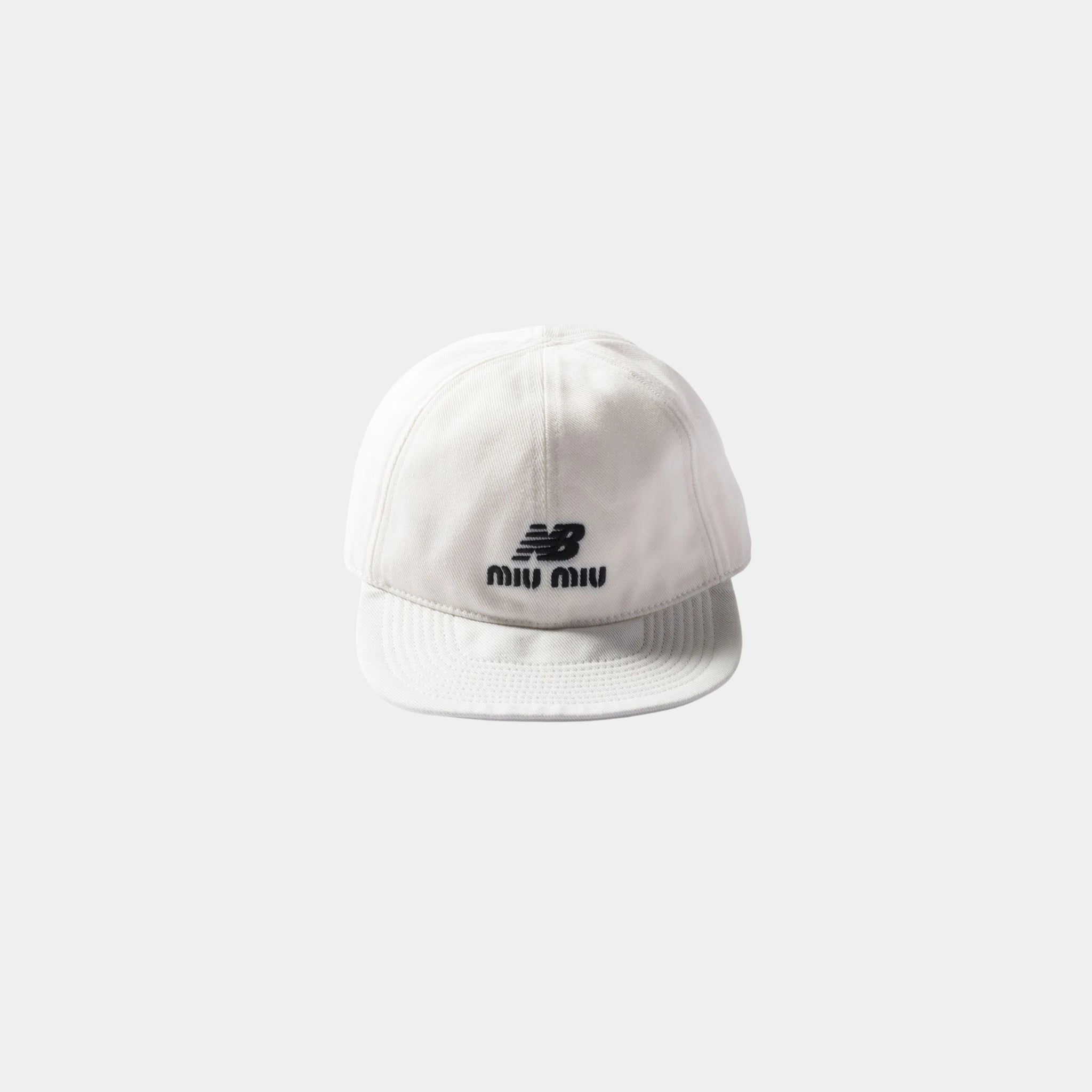 Miu Miu Denim Baseball Cap, White, Front
