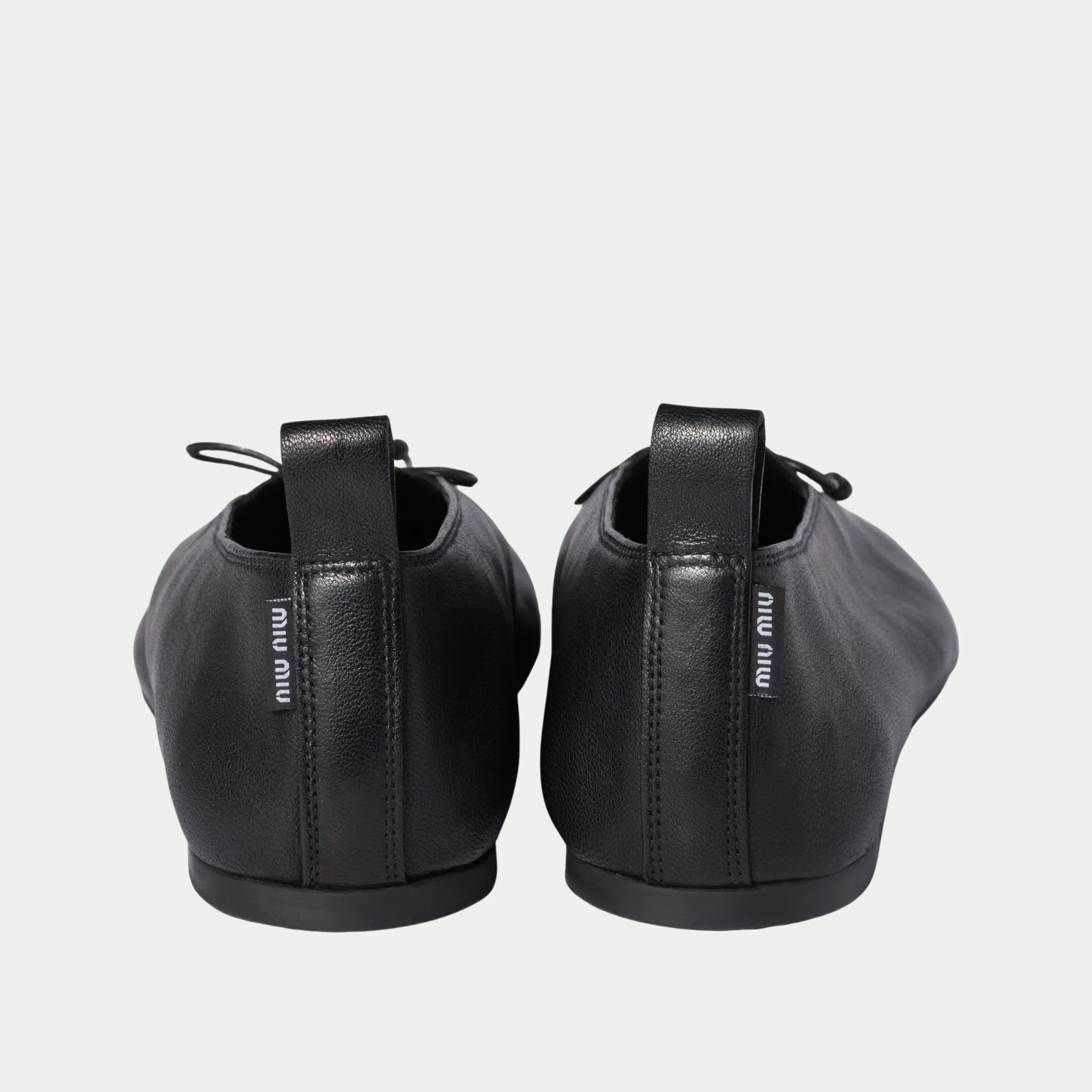 Miu Miu Élan Nappa Leather Ballerinas, Black, Back
