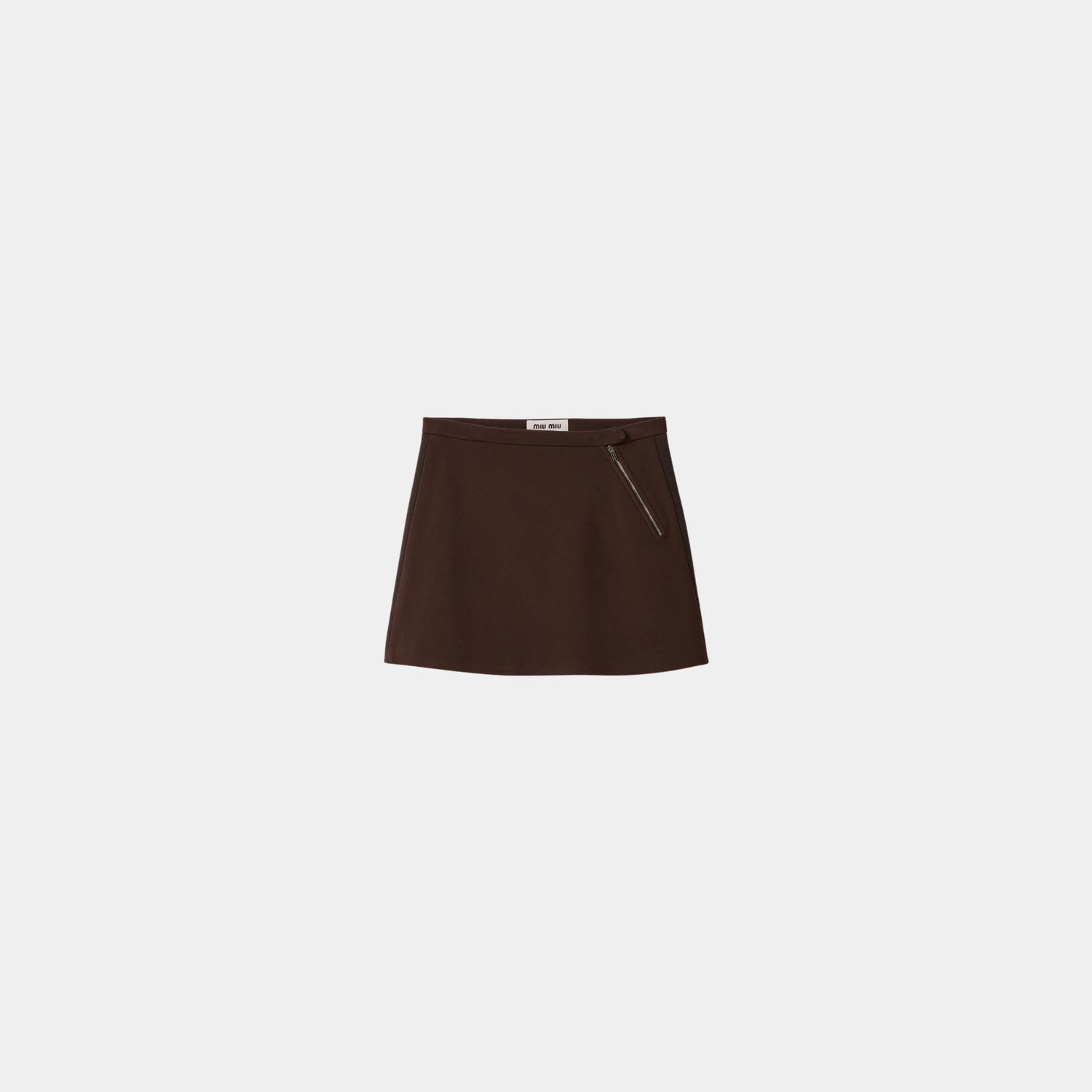 Miu Miu Fabric Stitch Knit Miniskirt, Cocoa Brown, Front