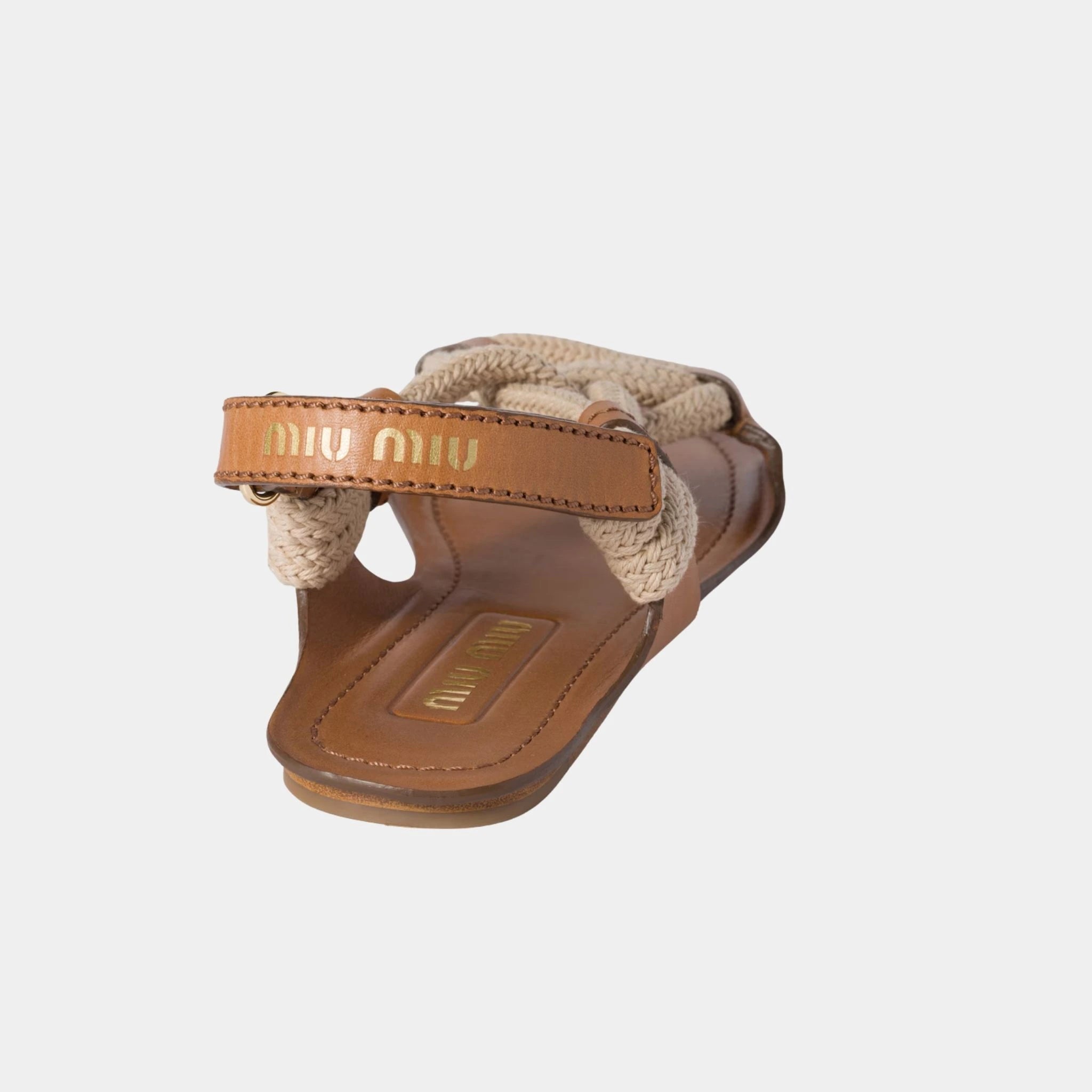 Miu Miu Flat Cord Sandals, Natural, Back