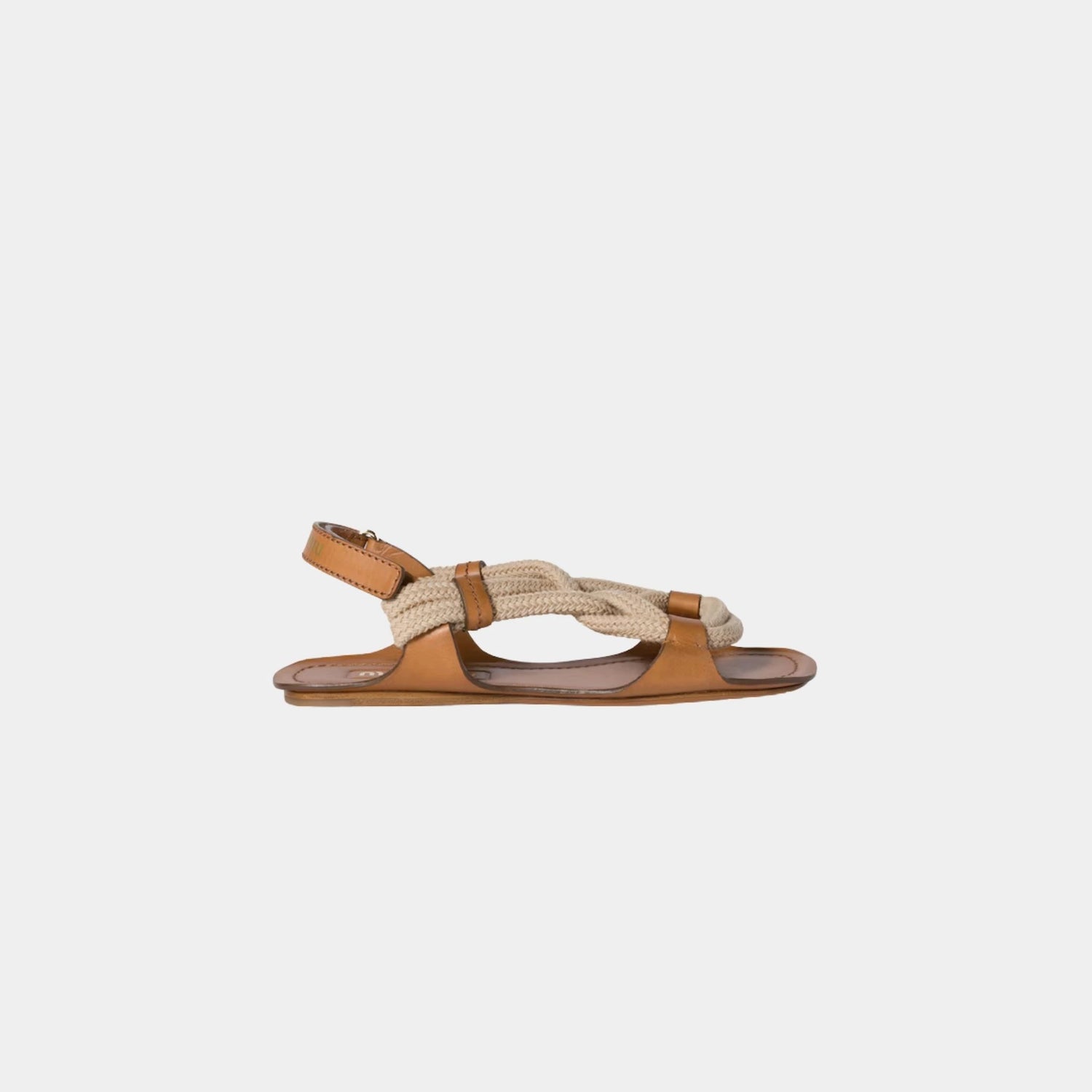 Miu Miu Flat Cord Sandals, Natural, Side