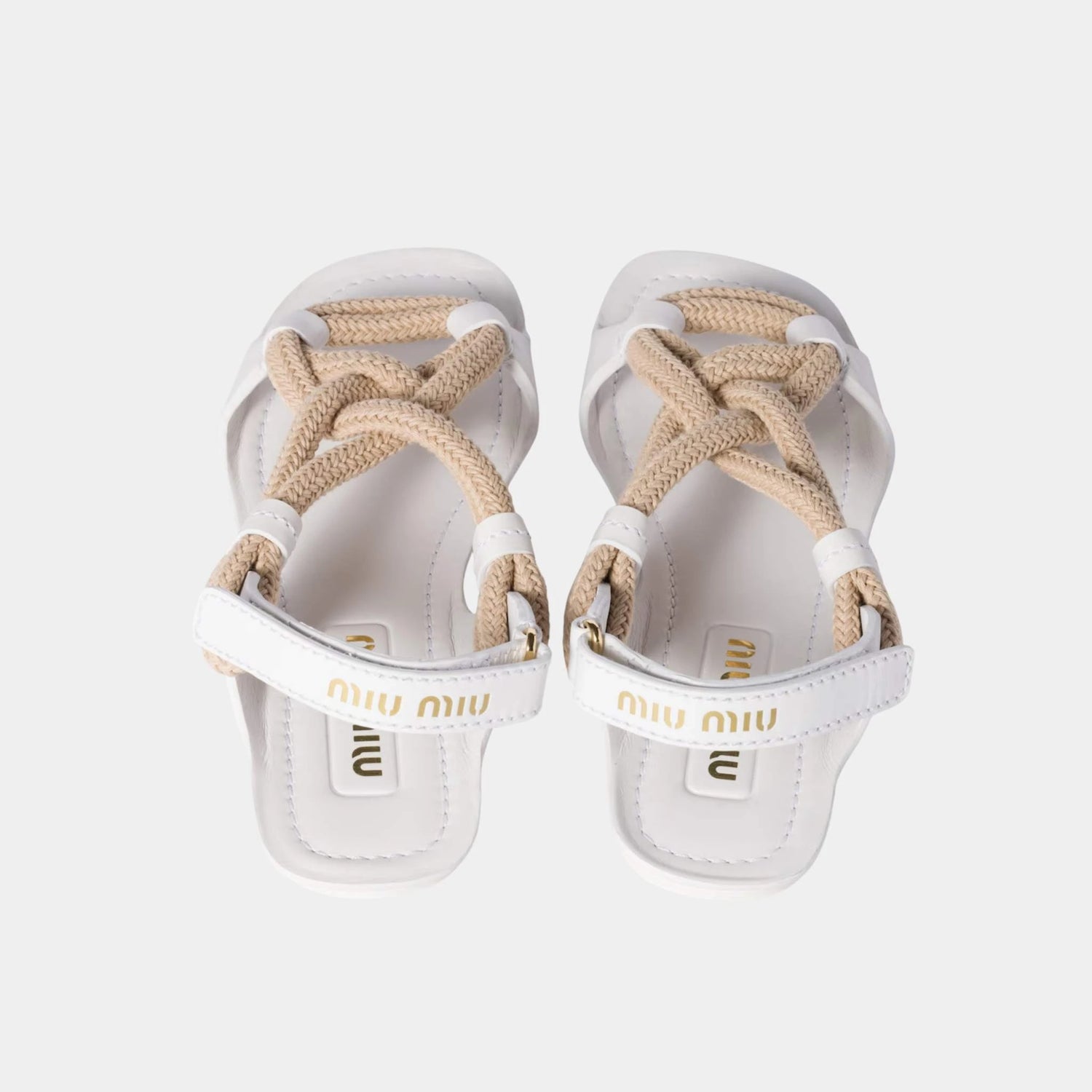 Miu Miu Flat Cord Sandals, White, Back