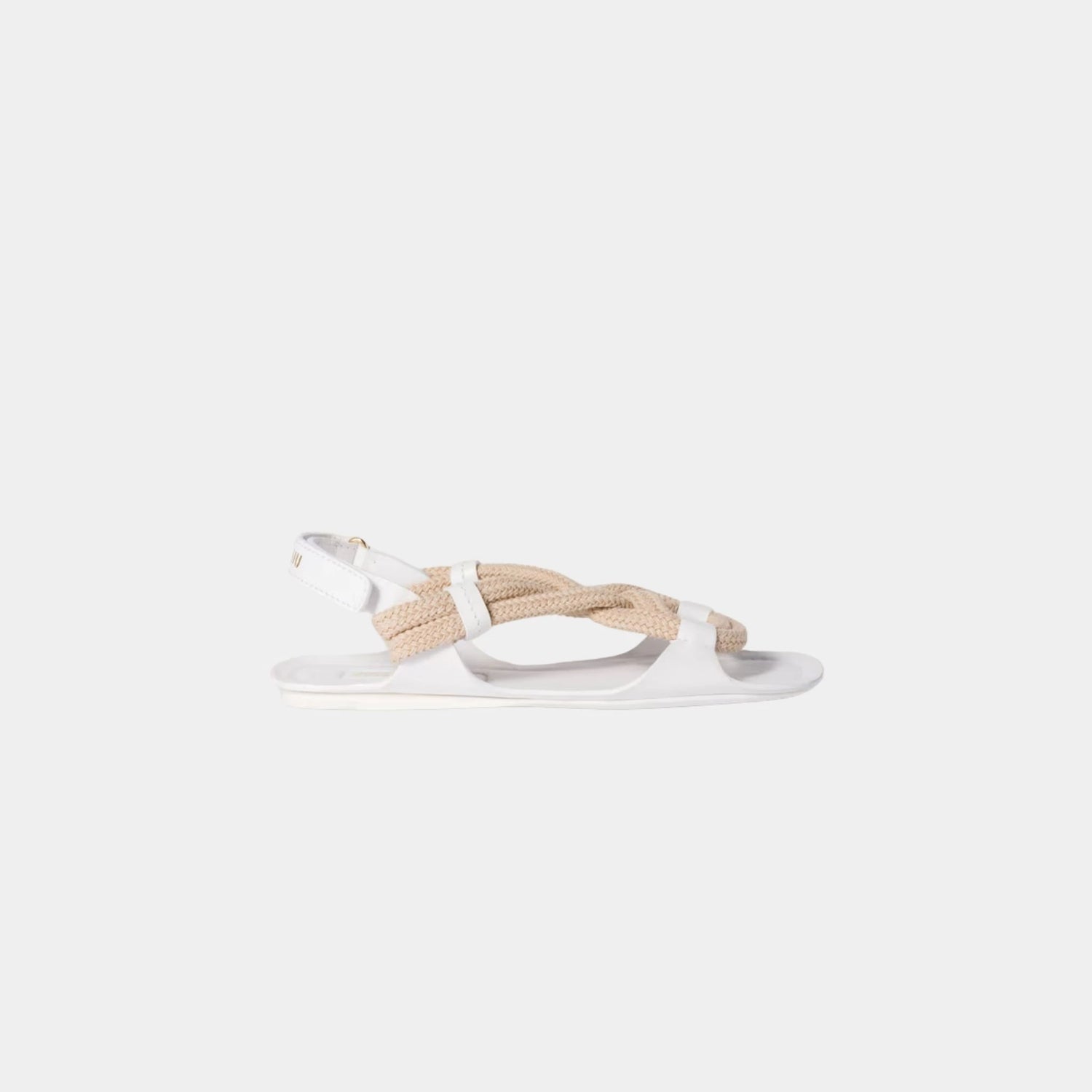 Miu Miu Flat Cord Sandals, White, Side