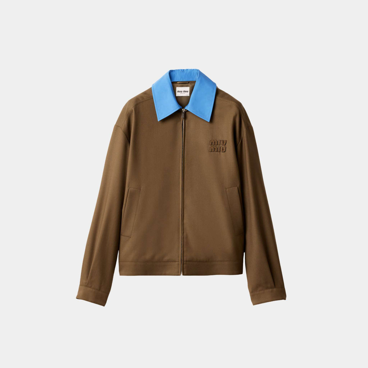 جاكيت Blouson من Gabardine مع ياقة Poplin بلون Tundra