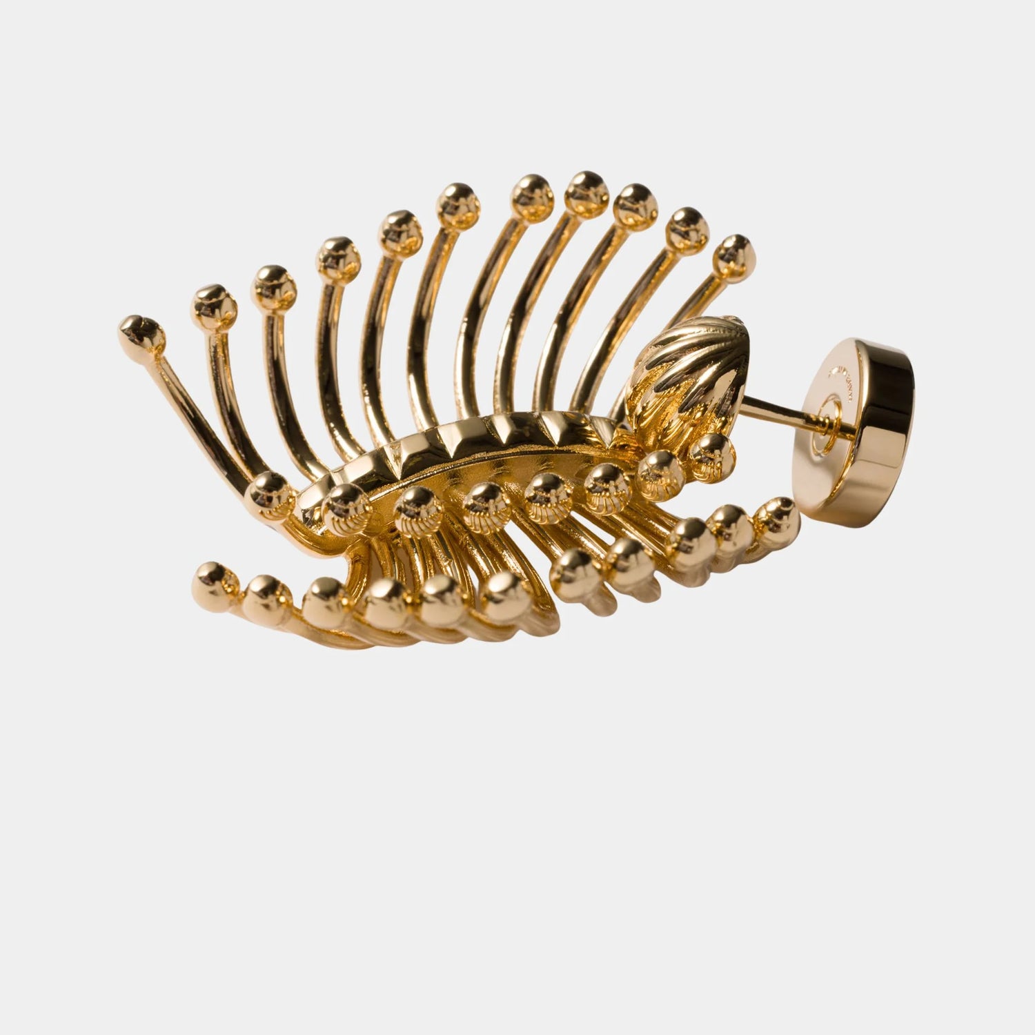 Miu Miu Gold Metal Earrings, Gold, Close