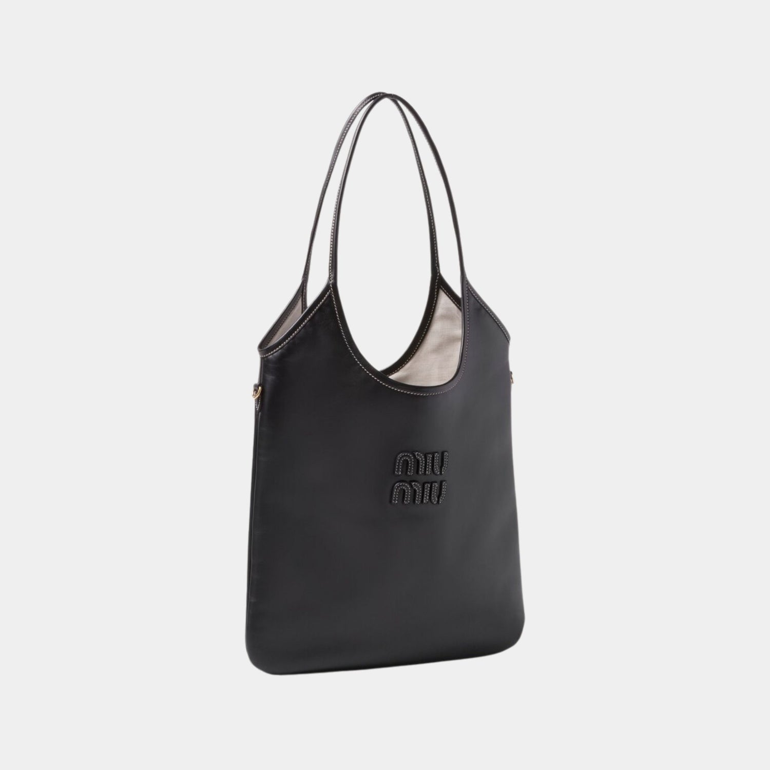 Miu Miu IVY Leather Bag, Black, Side, View