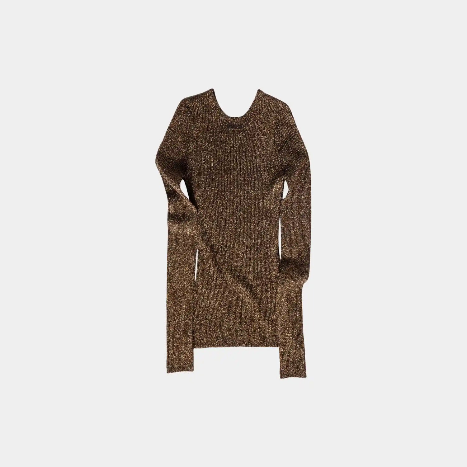 Miu Miu Lame Crew-neck Sweater, Tobacco, Front