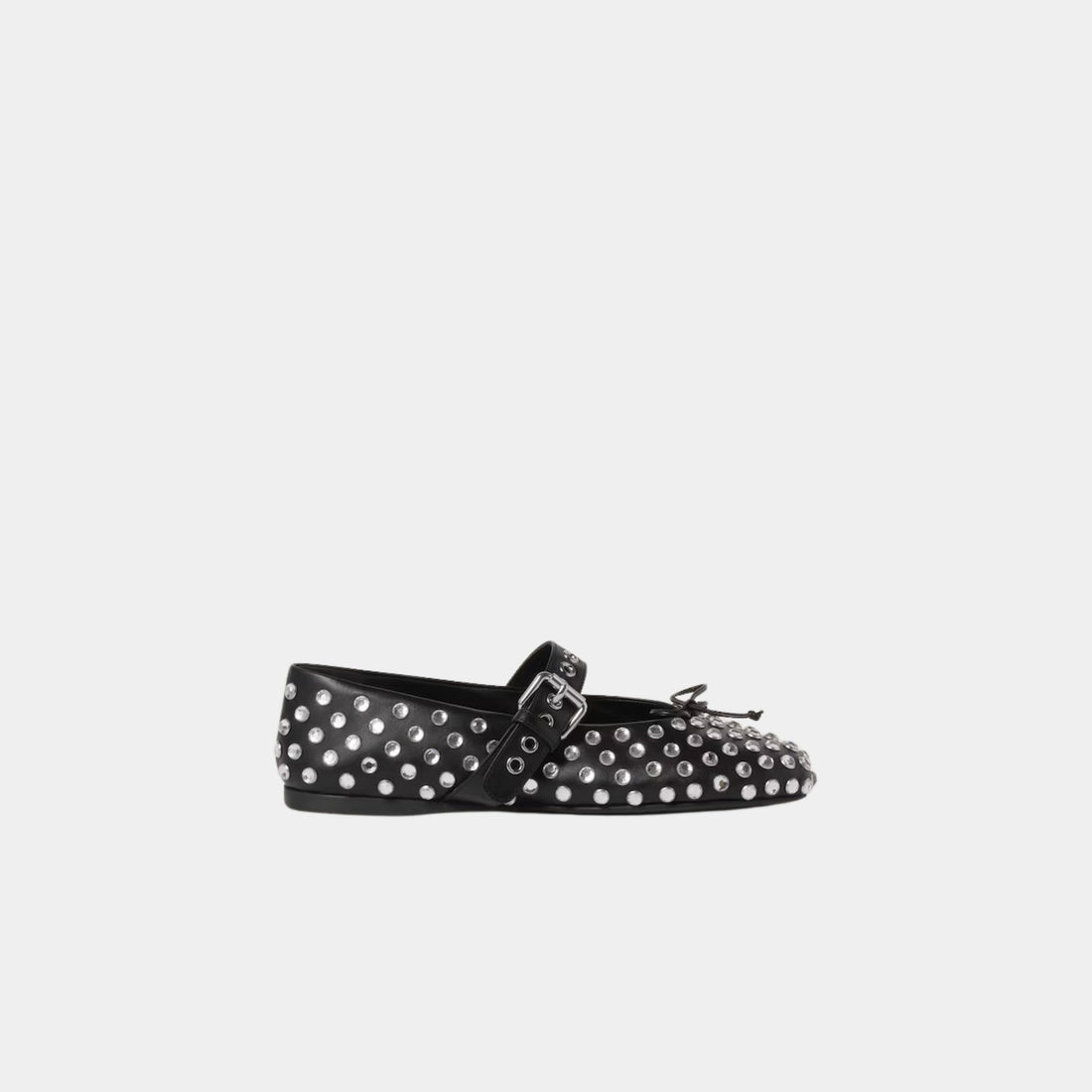 Miu Miu Leather Ballerinas With Artificial Crystals, Side