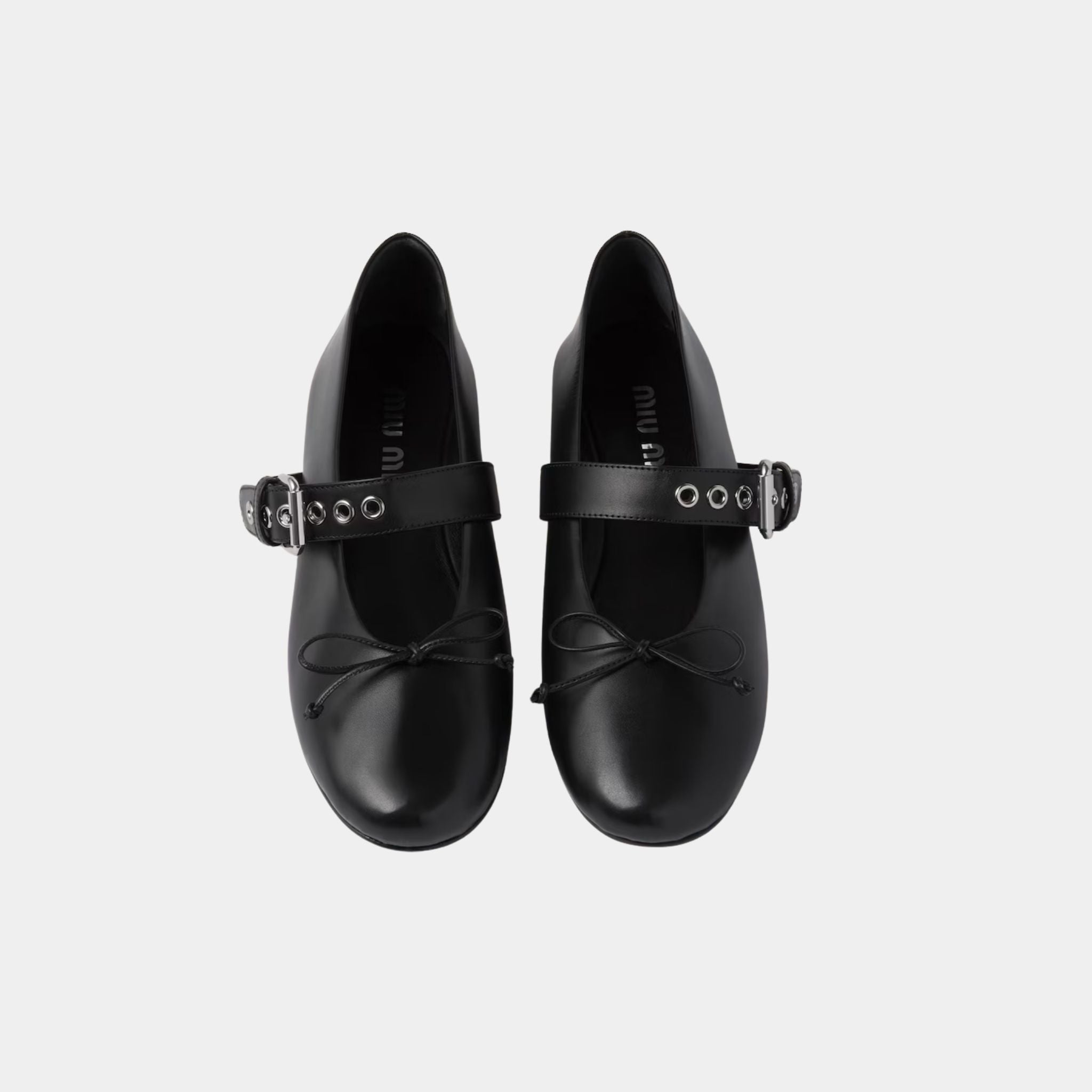 Miu Miu Leather Ballerinas, Black, Top