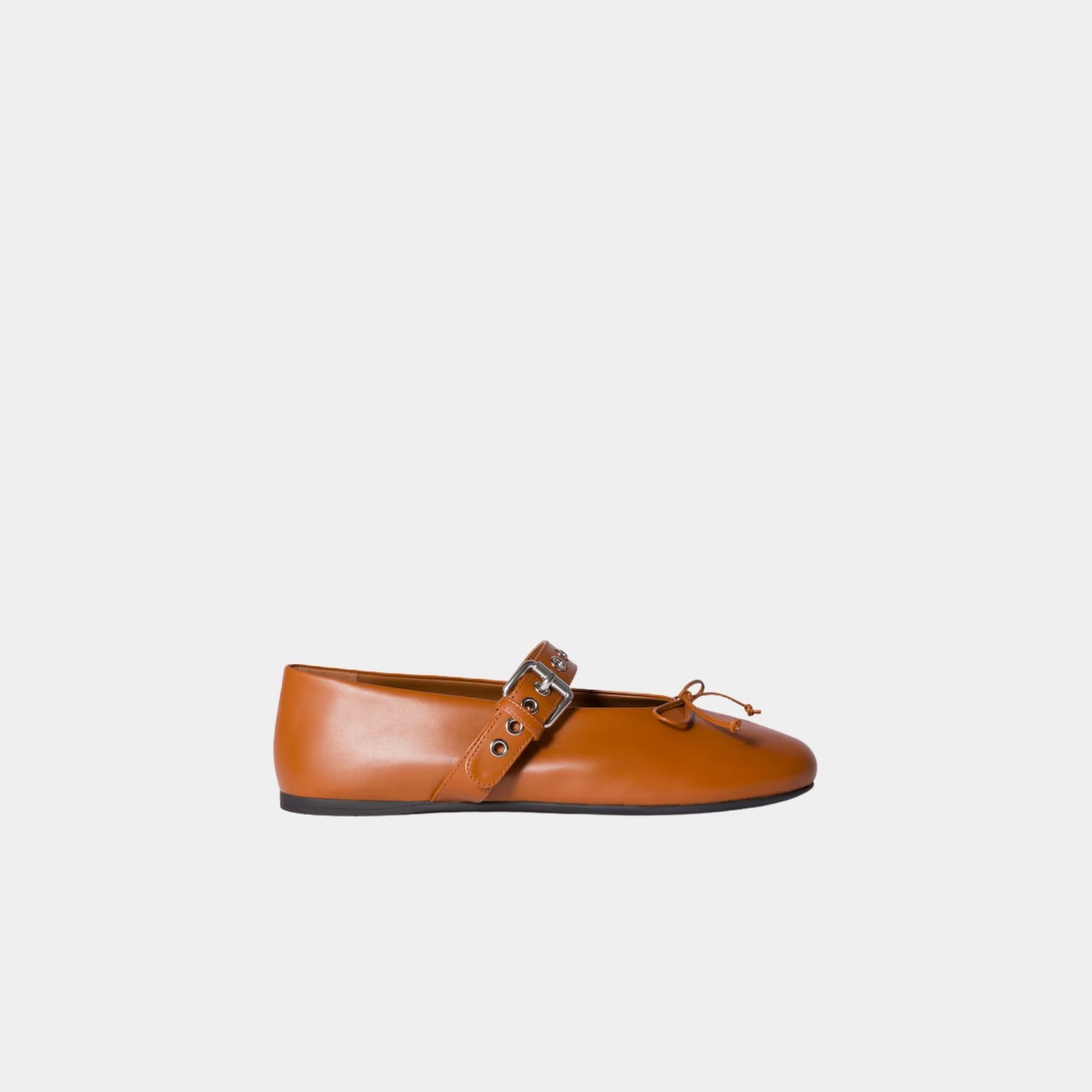 Miu Miu Leather Ballerinas, Cognac, Side