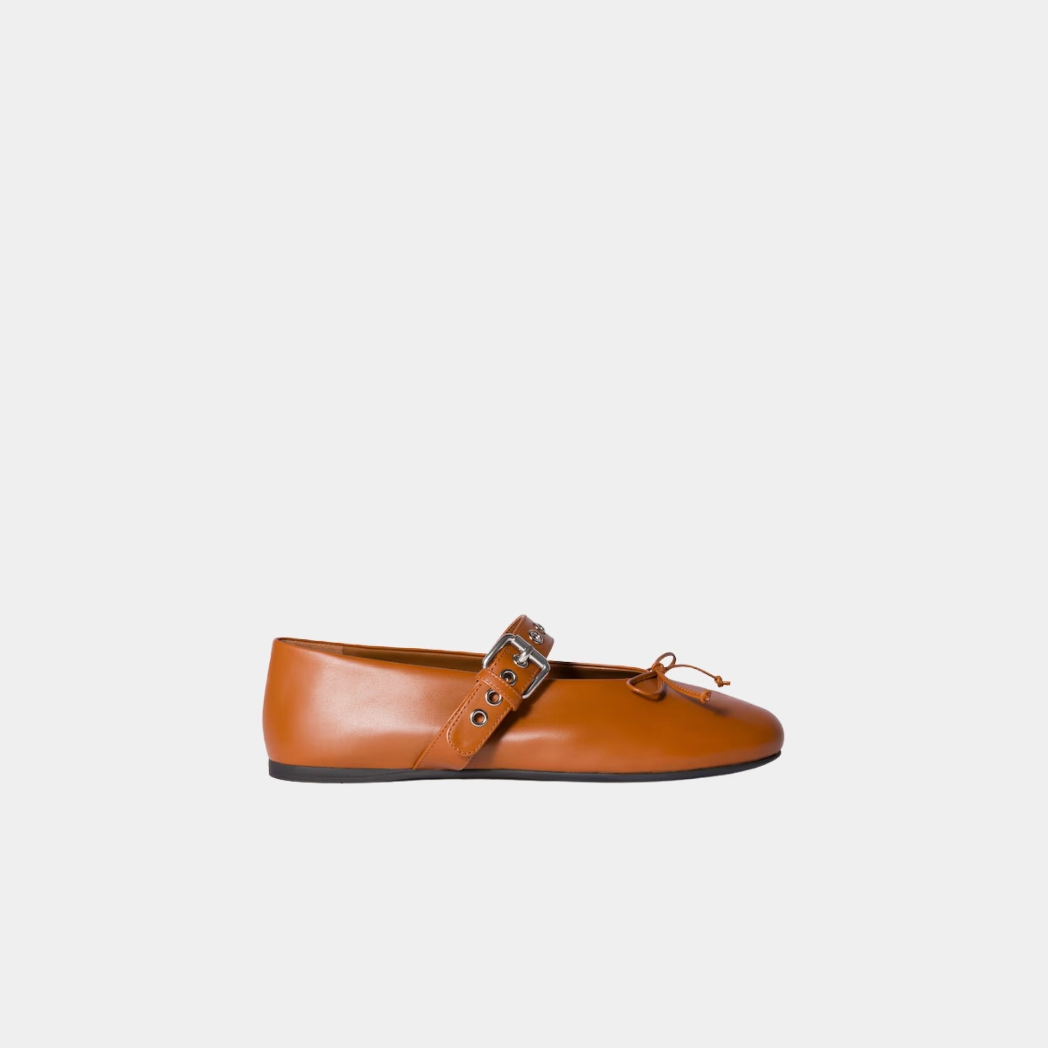 Miu Miu Leather Ballerinas, Cognac, Side