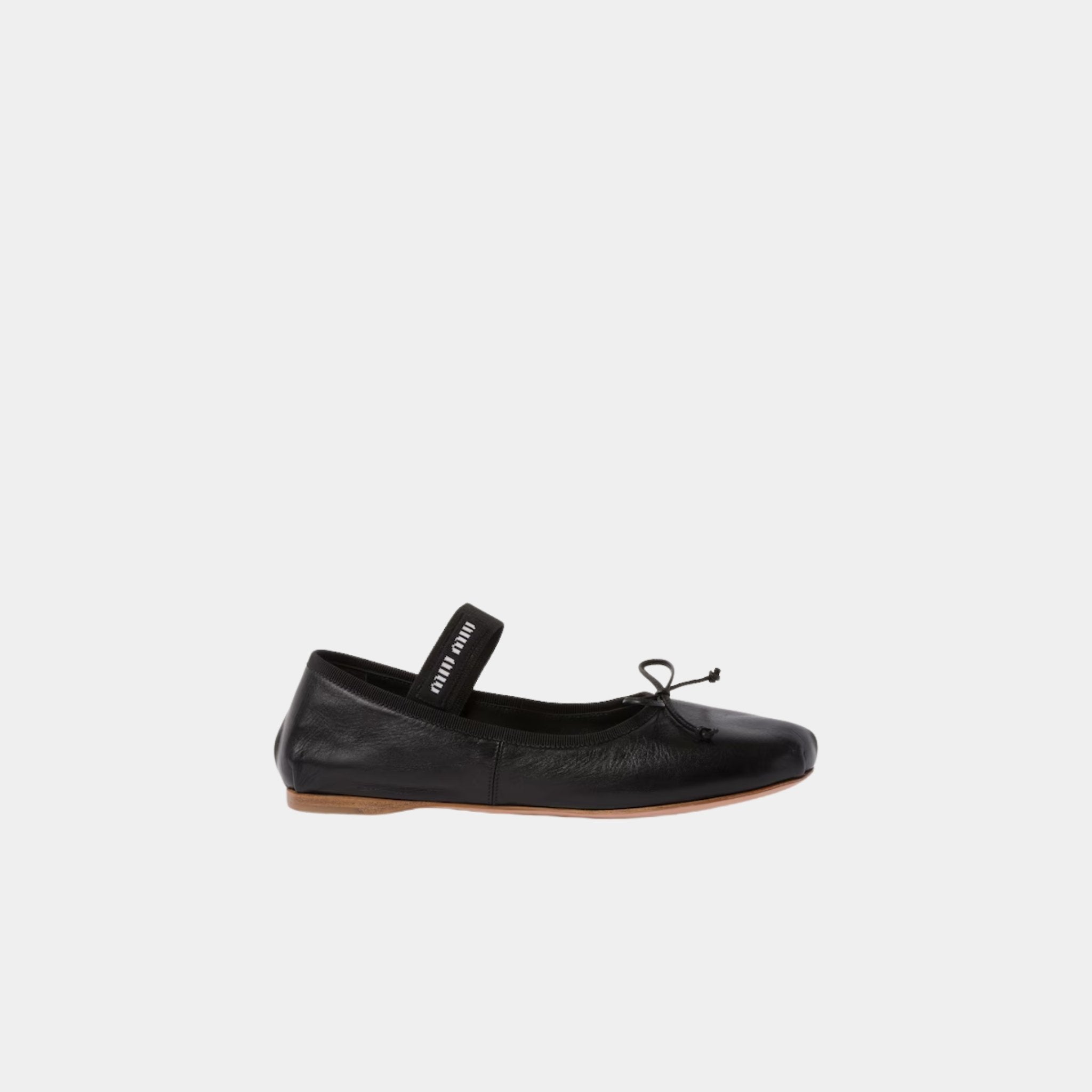 Miu Miu Leather Ballerinas With Removable Elastic, Black, Side